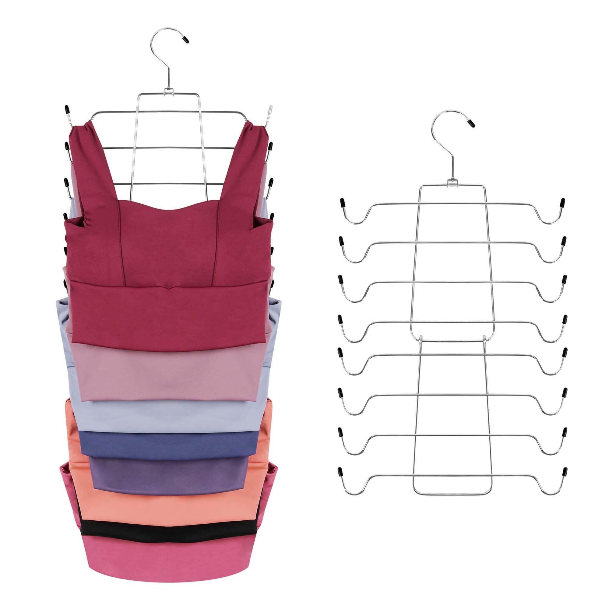 ZEDODIER 3 Pack Tank Top Hanger  Space Saving Bra Hangers  Non-Slip Hanging Sport Bras Holder  Closet Organizers and Storage for Camisoles Tank Tops Bras Ties Swimsuits Strappy Dress  Silver