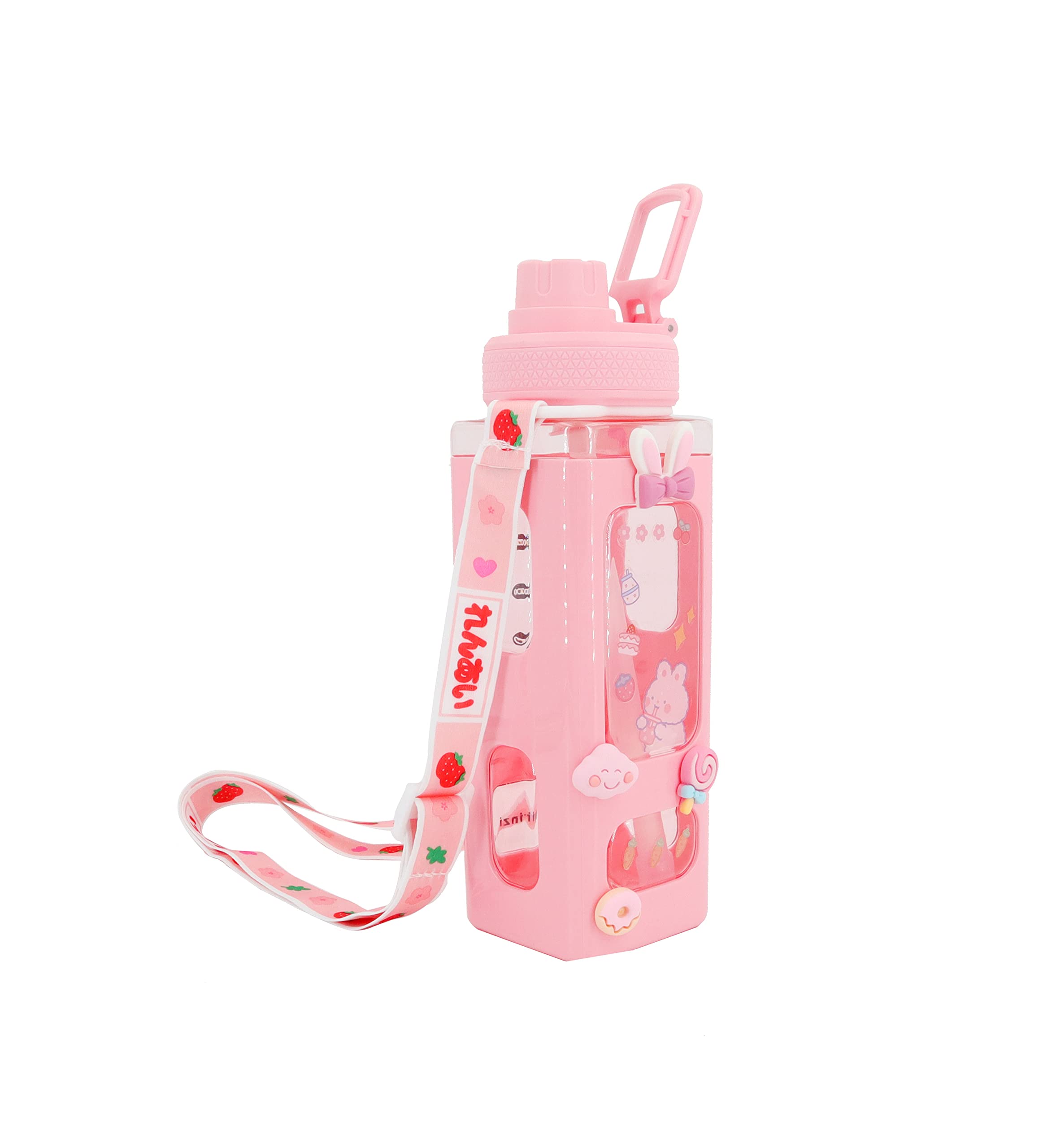 Newstyp Kawaii Bear Pastel Water Bottle With 3D Sticker 700Ml Plastic Travel Tea Juice Milk Portable Cute Shaker Drink Bottle Gi