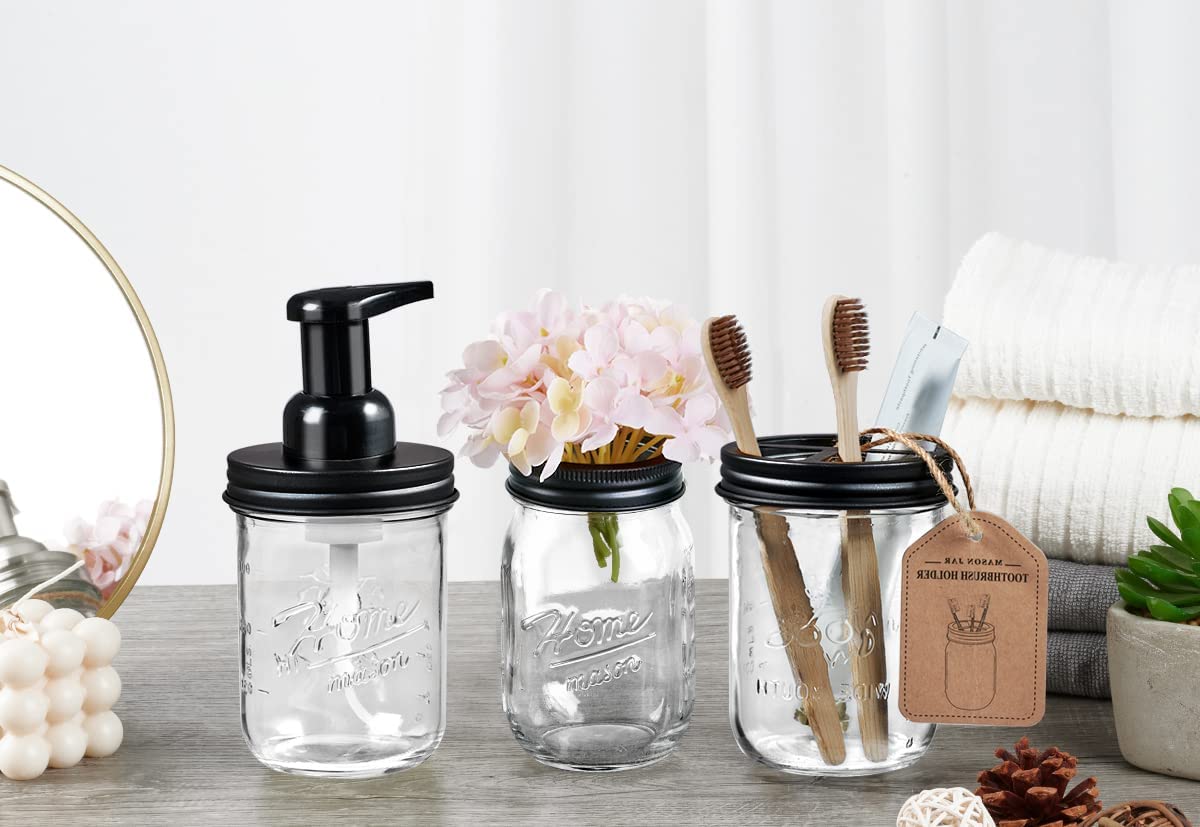 Sheechung Bathroom Accessories, Toothbrush Holder, Foaming Soap Dispenser, Bathroom Decor, Bathroom Accessory Set, Dish Soap Dis