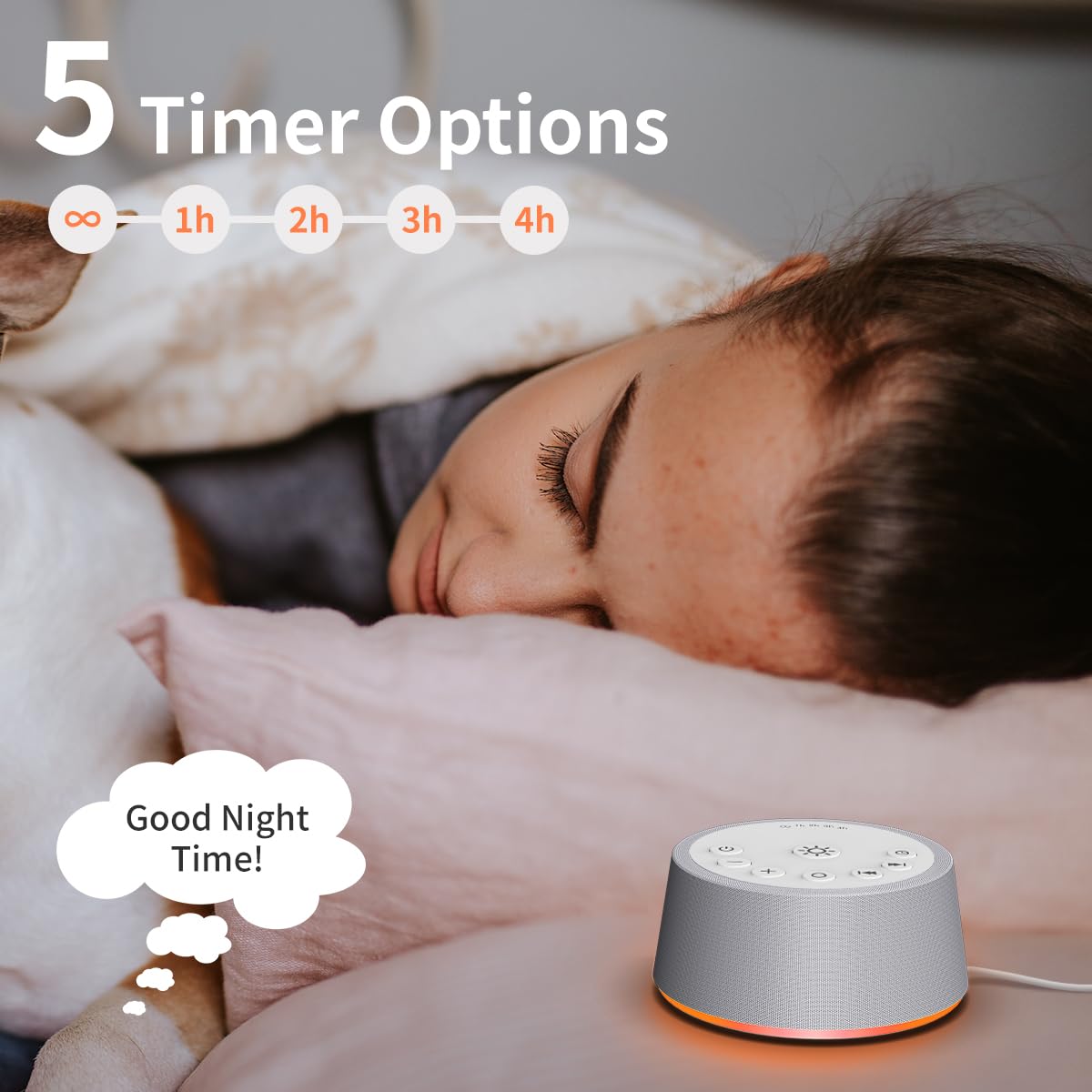 SoundLegend White Noise Sleep Sound Machines 30 Sounds 32-Level Volume 12 Colors Light 5 Timers Adjustable Light Brightness Comp