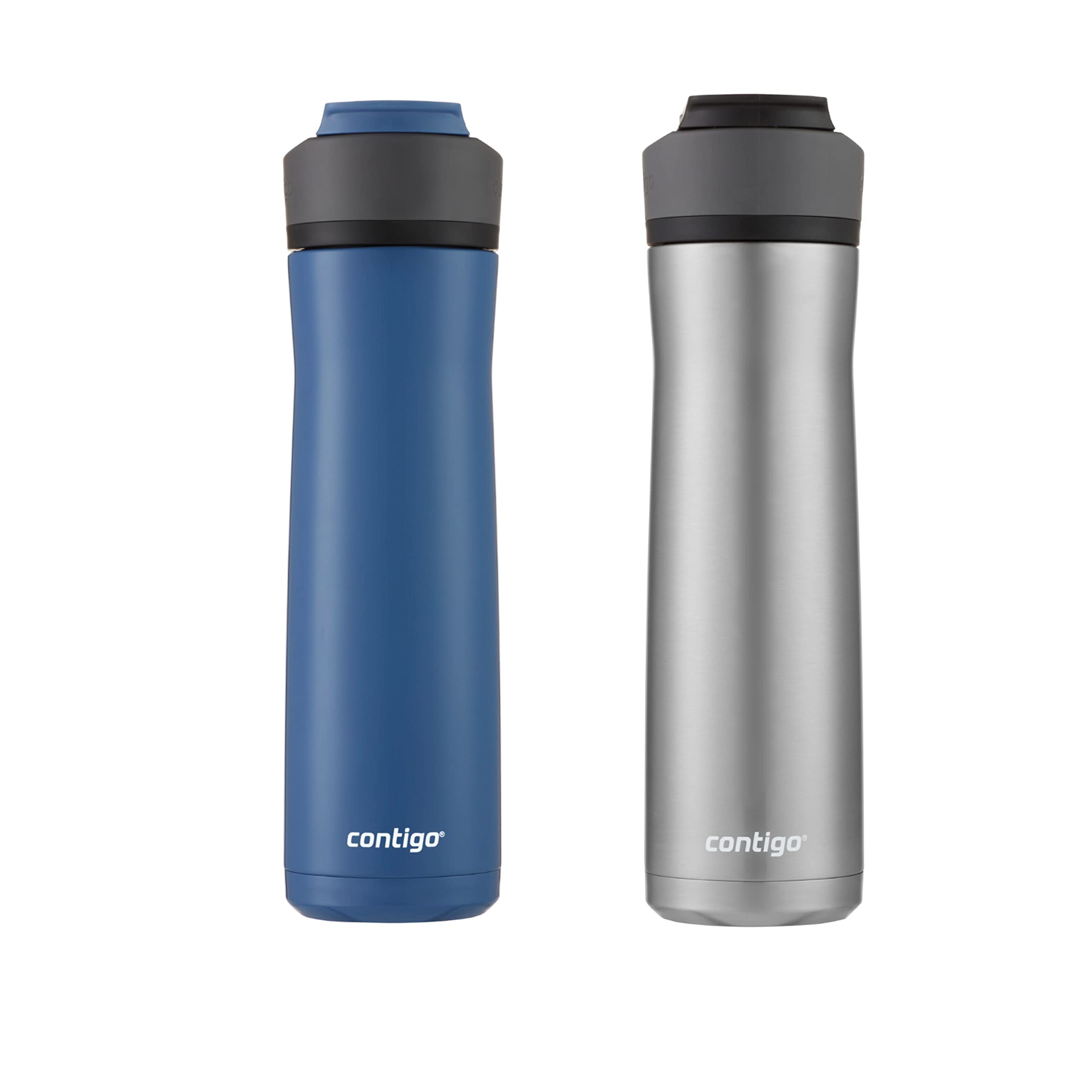 Contigo 24Oz Leakproof Stainless Steel Water Bottle With Straw & Handle, Dual Insulated For Cold & Hot Drinks - 2 Pack