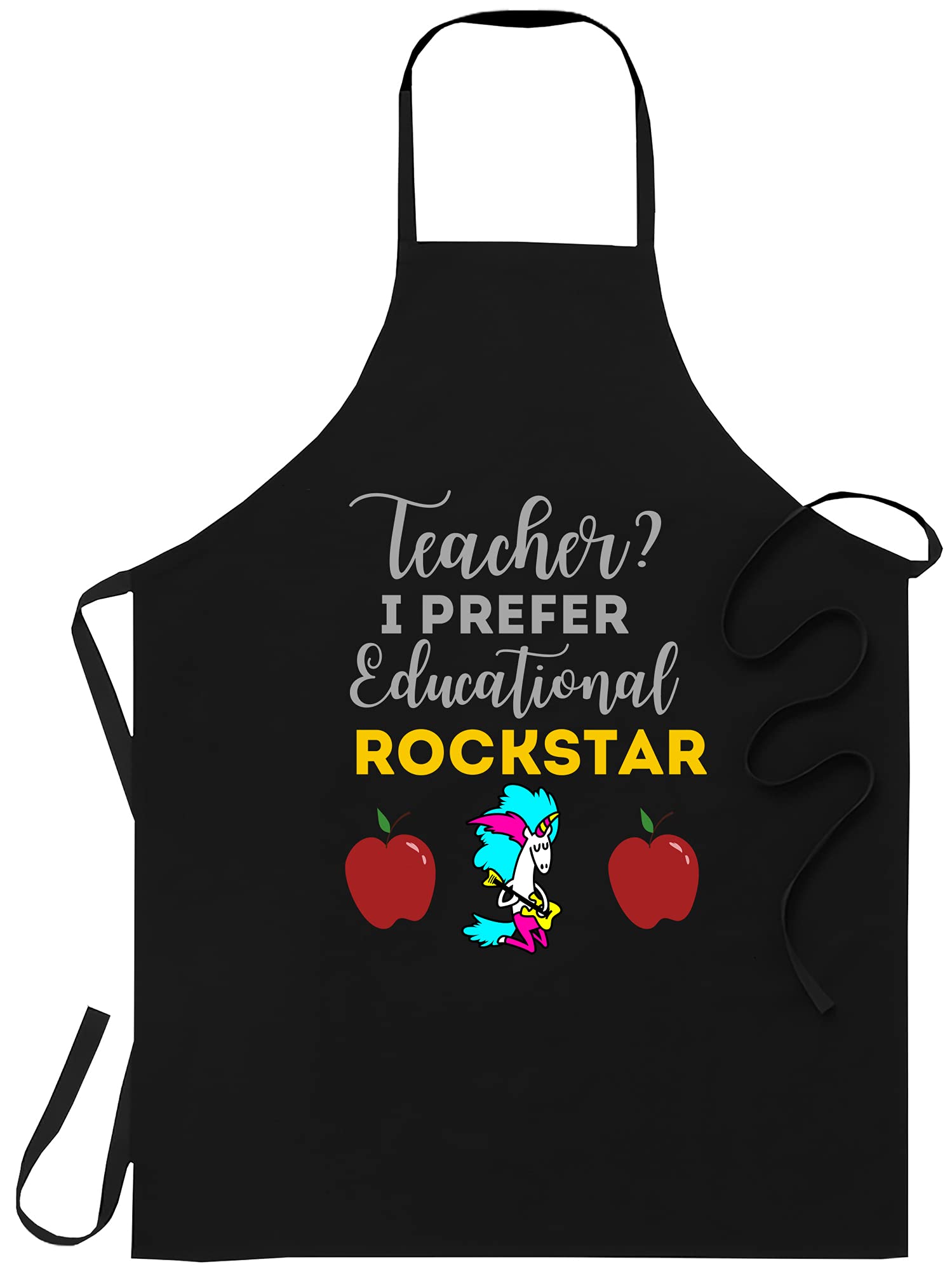 Xpuffer Teacher Apron - Teacher Black Cook - I Prefer Educational Rockstar Back To School Cooking Aprons Kitchen Decor - Apron S