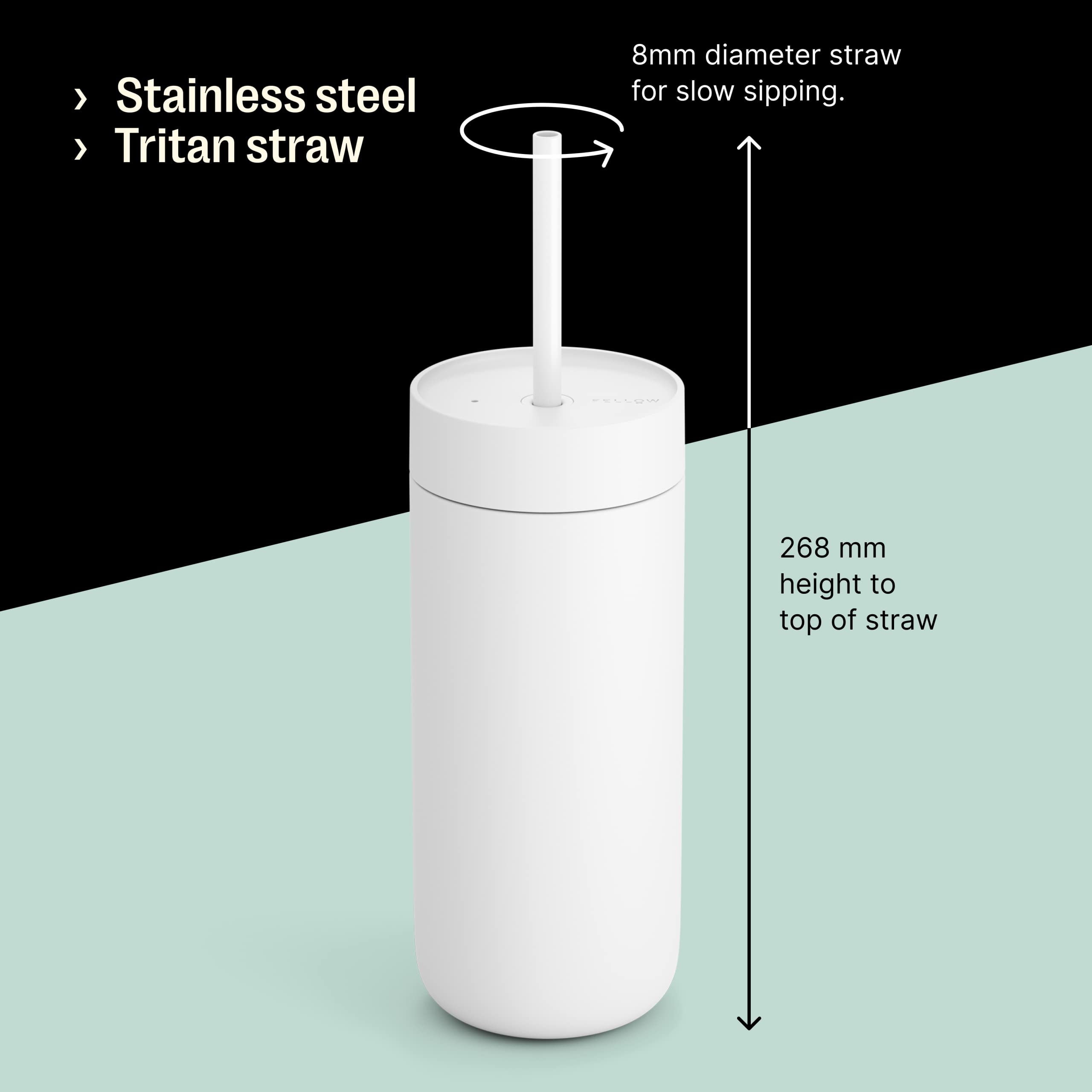 Fellow 16 Oz Carter Cold Travel Mug For Water, Iced Tea, Coffee, Smoothies, Iced Coffee & More - Stainless Steel Vacuum-Insulate