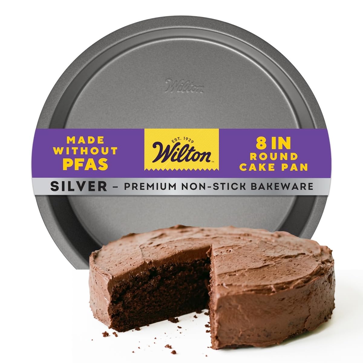 Wilton Silver NonStick Round Cake Pan, Made Without PFAS, 8 in.