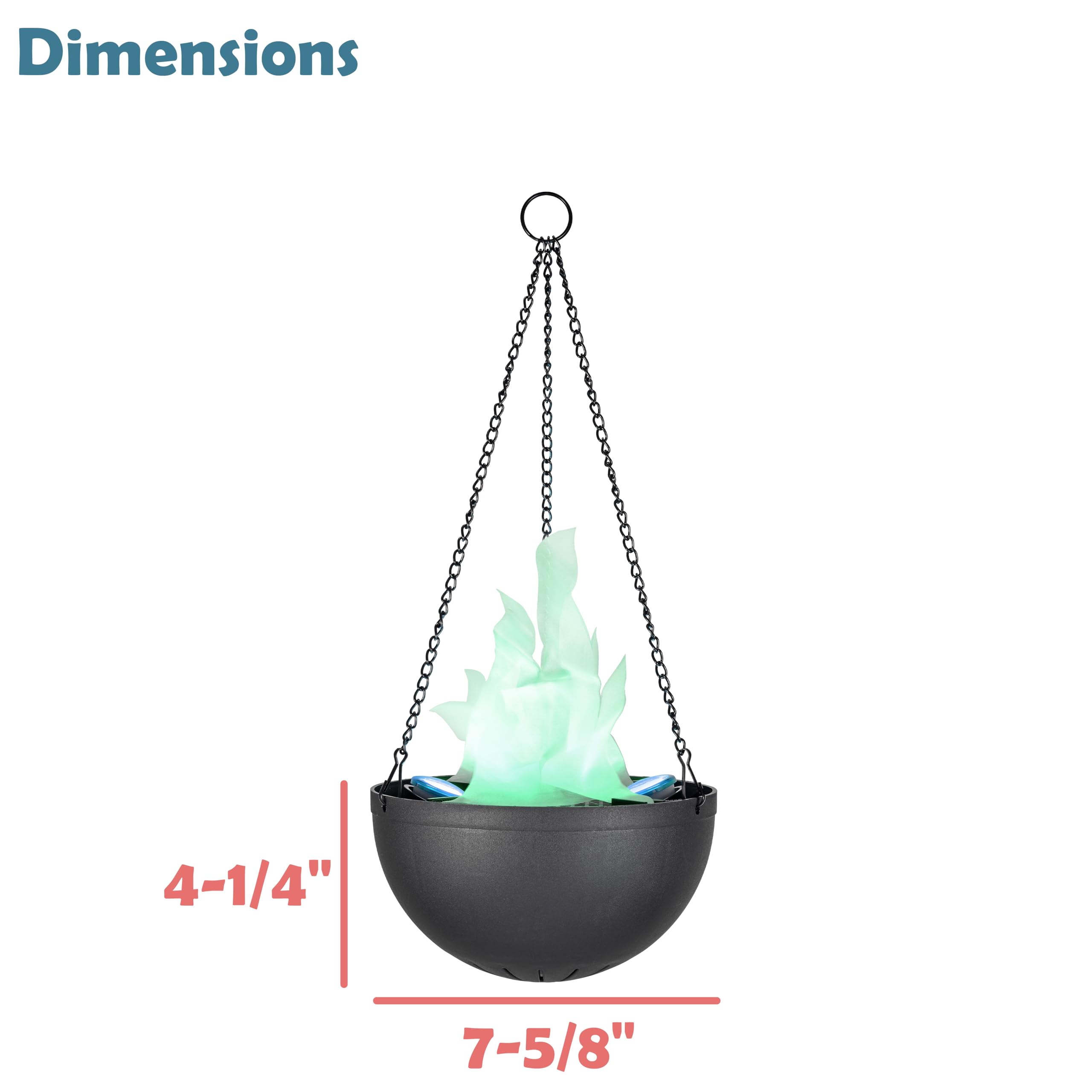Aspen Creative 61168-24-1,LED Hanging Fire Flame Light Prop for Halloween,Christmas and Party Decor,Black Finish,Blue Flickering