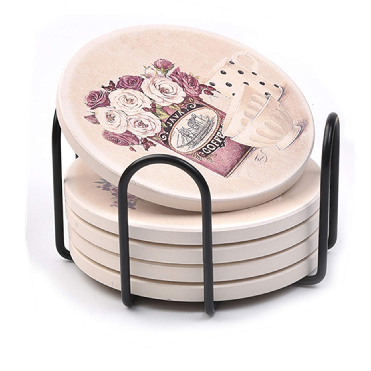 2Pc Kocent Vintage Coaster Holder Black Iron Metal Holder Storage Caddy For Both Round And Square Coasters Fit 4 To 9 Pieces Coa