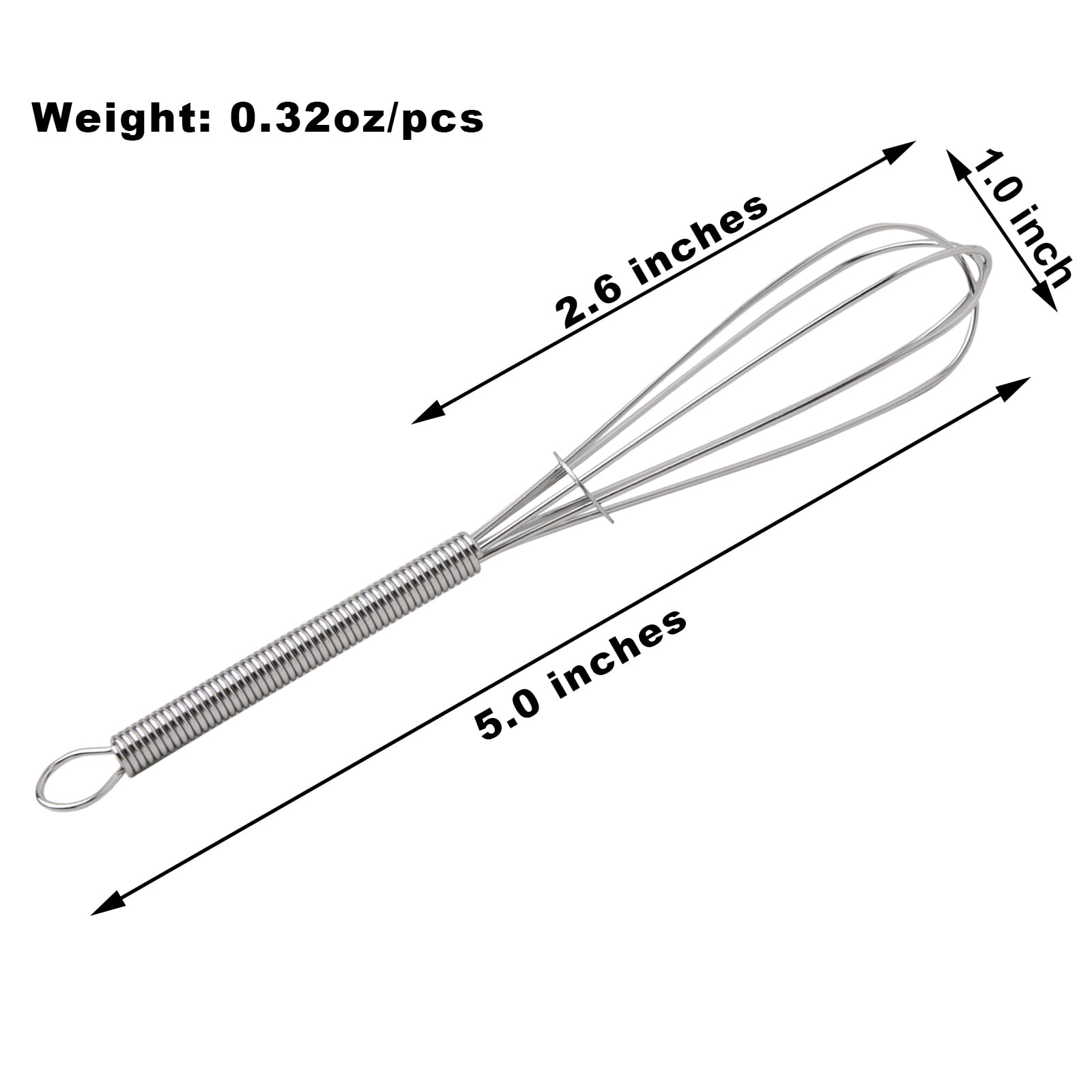 Chuangqi 5 Inch Endurance Stainless Steel Mini Whisk/Egg Beater, Set Of 12
