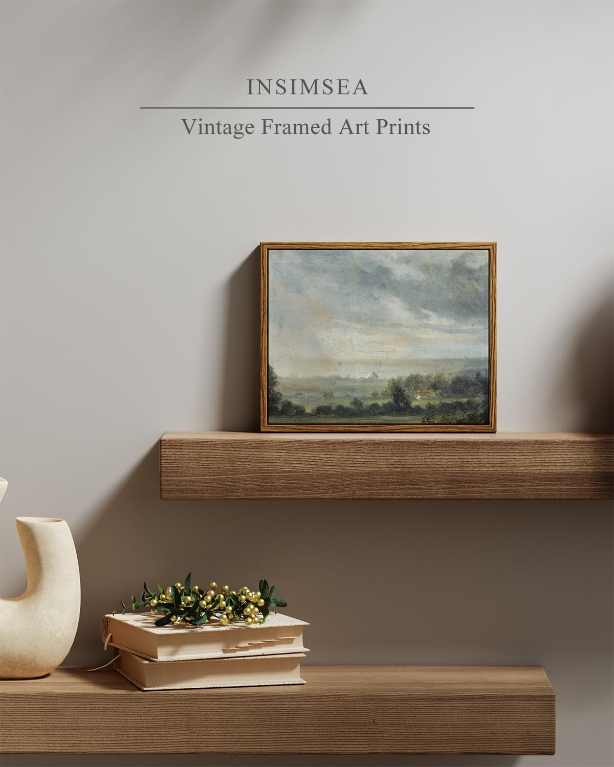 InSimSea Framed Classical Scenery Wall Art Room Decor  Vast Grassland Painting Canvas Art Wall Decor  Canvas Wall Art for Living Room Bedroom Bathroom Wall Decor Home Decor 8''x10''