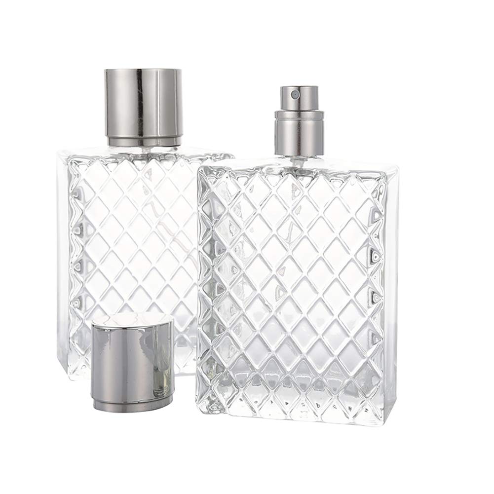 Cchude 100Ml 3.4Oz Clear Glass Spray Bottles Empty Square Perfume Fine Mist Atomizer Refillable Essential Oil Container For Trav