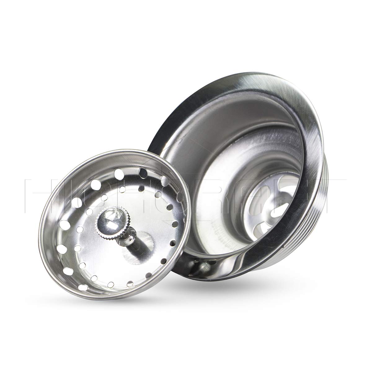 Highcraft 9733-2 Kitchen Sink (3-1/2 Inch) Stainless Steel Drain Assembly With Strainer Basket-And Rubber Stopper, Pack Of 2, 3.