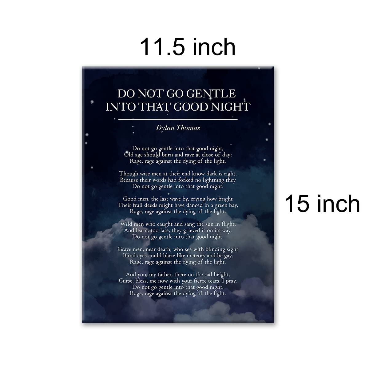 Do Not Go Gentle Into That Good Night Print Canvas Wall Art Home Decor Classic Literature Poem Painting 12X15 Canvas Poster Fram