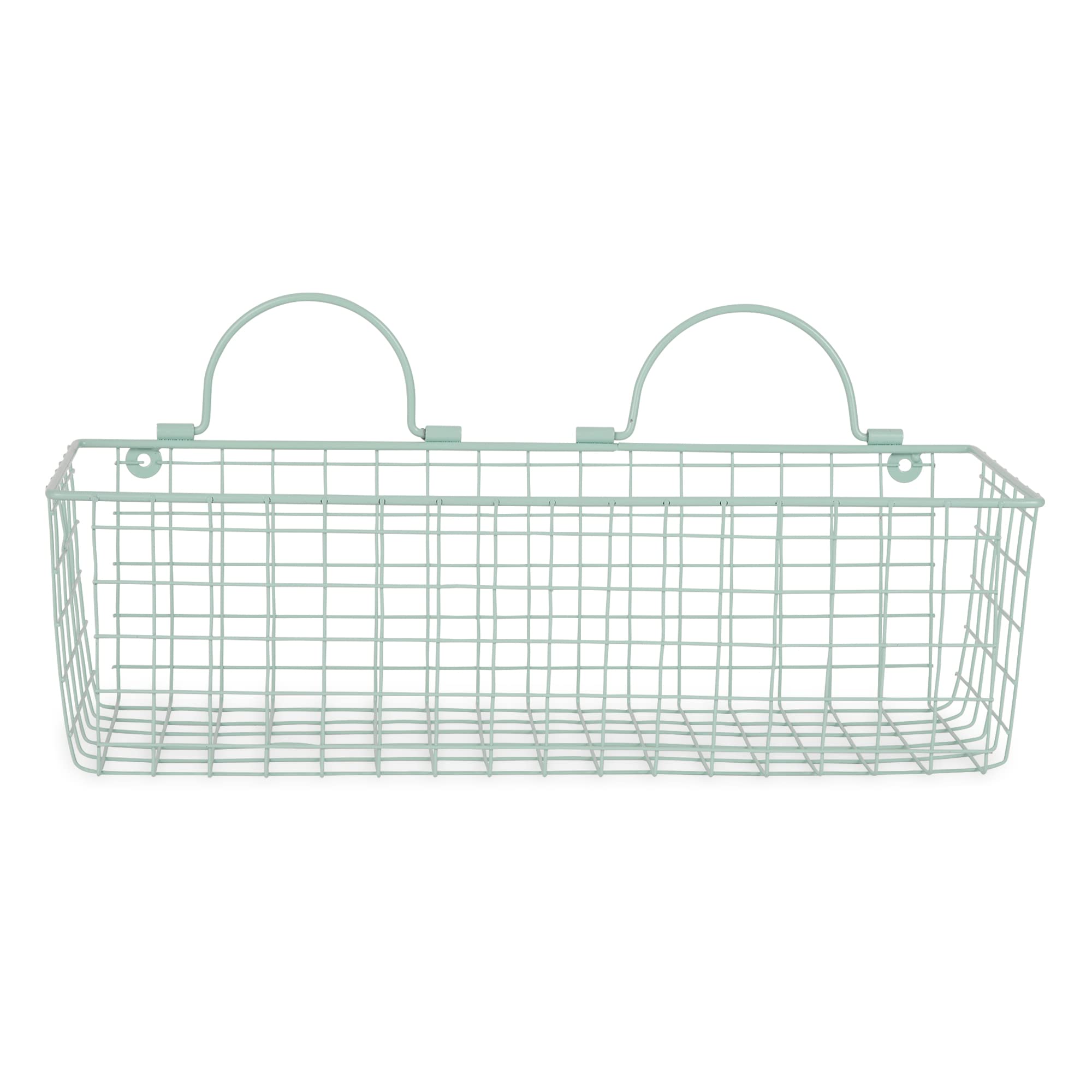 MEDIUM AQUA WIRE WALL BASKET SET/2