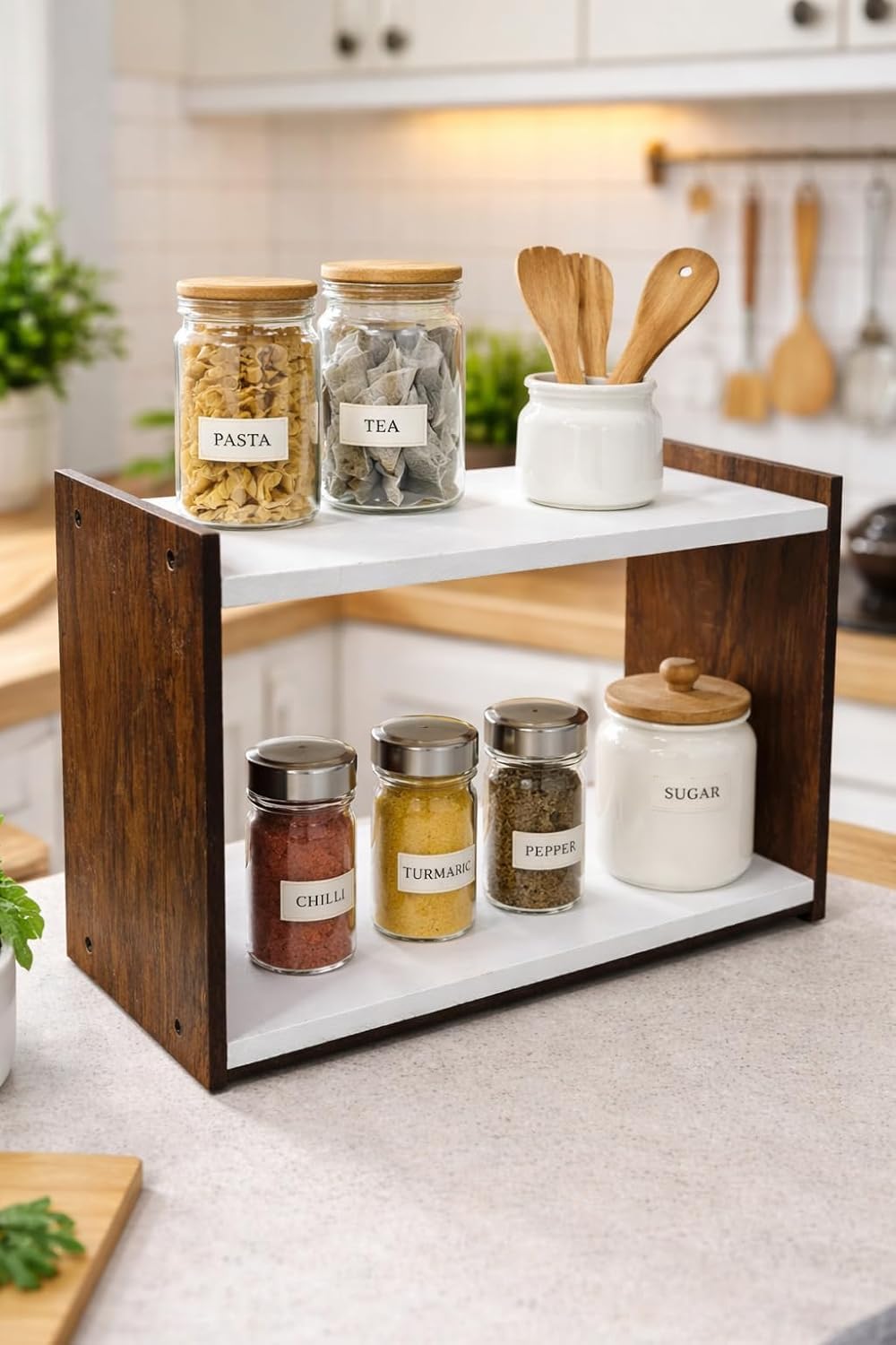 Ud Fur Niture 2 Tier Iron Countertop Storage Rack  Double Decker Multipurpose Shelf Organizer | Kitchen Spice Rack, Makeup Orga