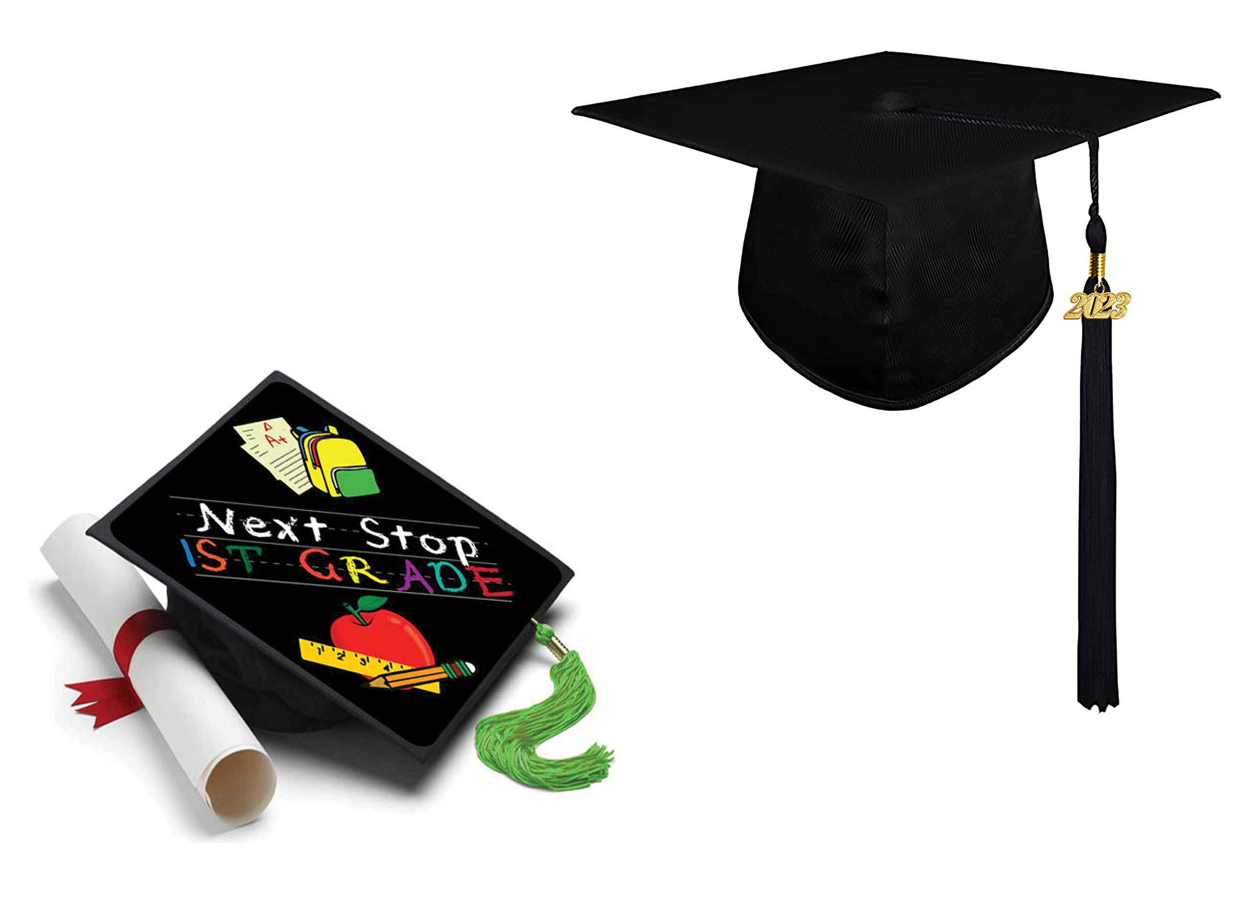 Tassel Toppers Next Stop First Grade Grad Cap (Topper + Grad Cap)