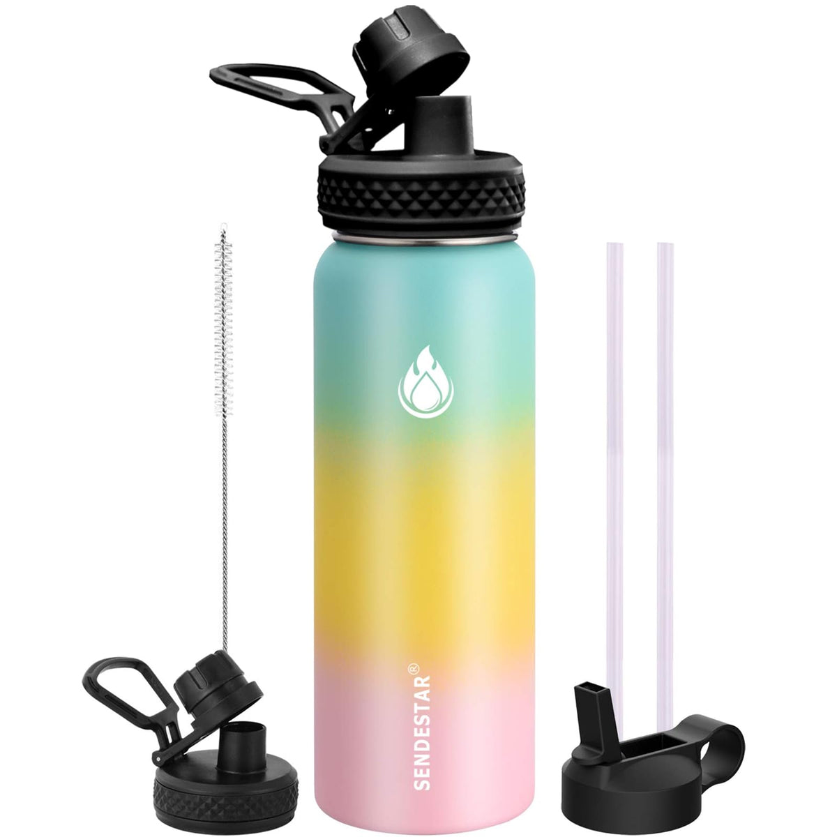 Sendestar Stainless Steel Water Bottle 40 Oz Double Wall Vacuum Insulated Leak Proof Stainless Steel Sports Water Bottle-Wide Mo