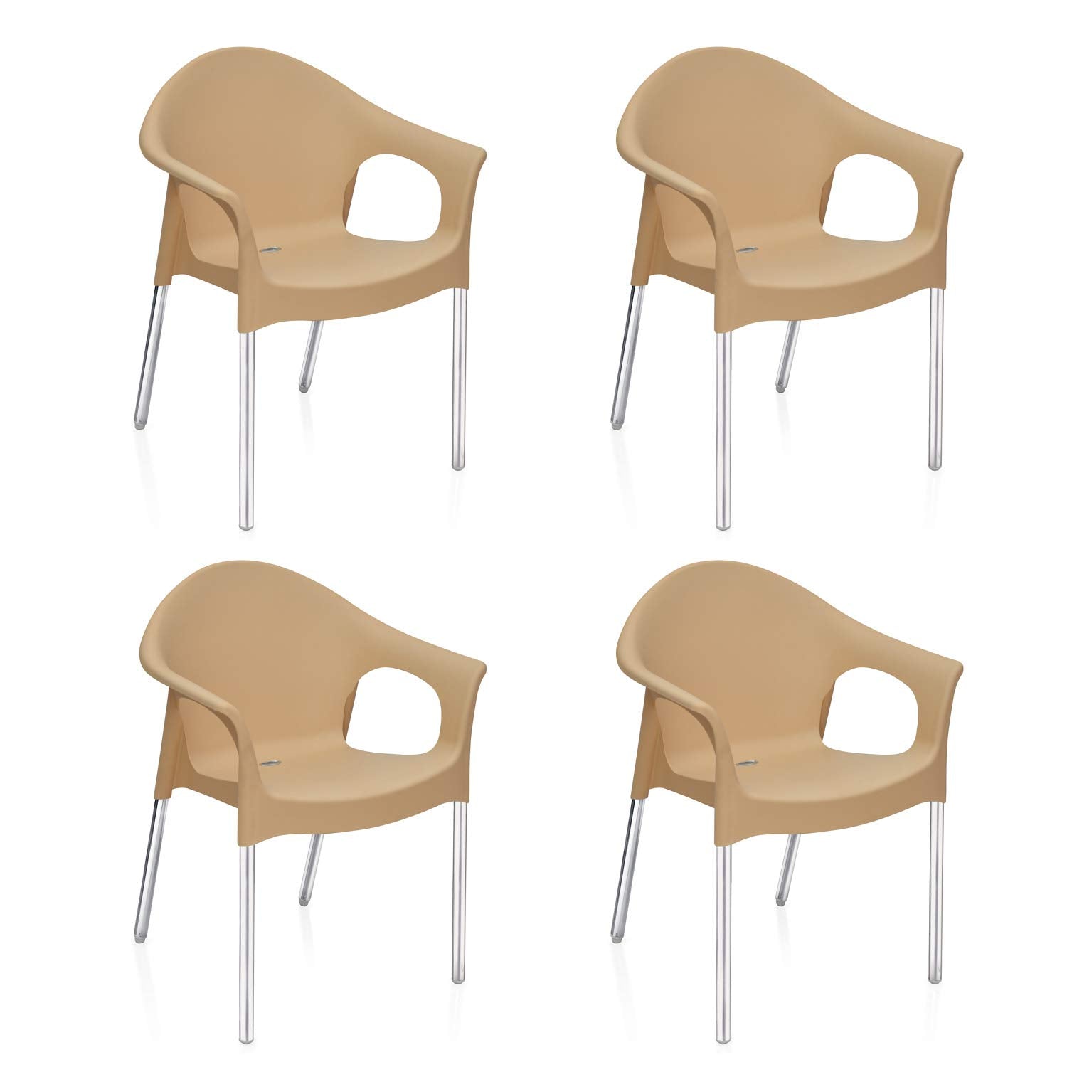 Nilkamal Plastic Chair For Cafe With Arm |Set Of 4 | 3 Year Warranty | For Home, Living Room, Outdoor | Blue Colour | Ns09Ss