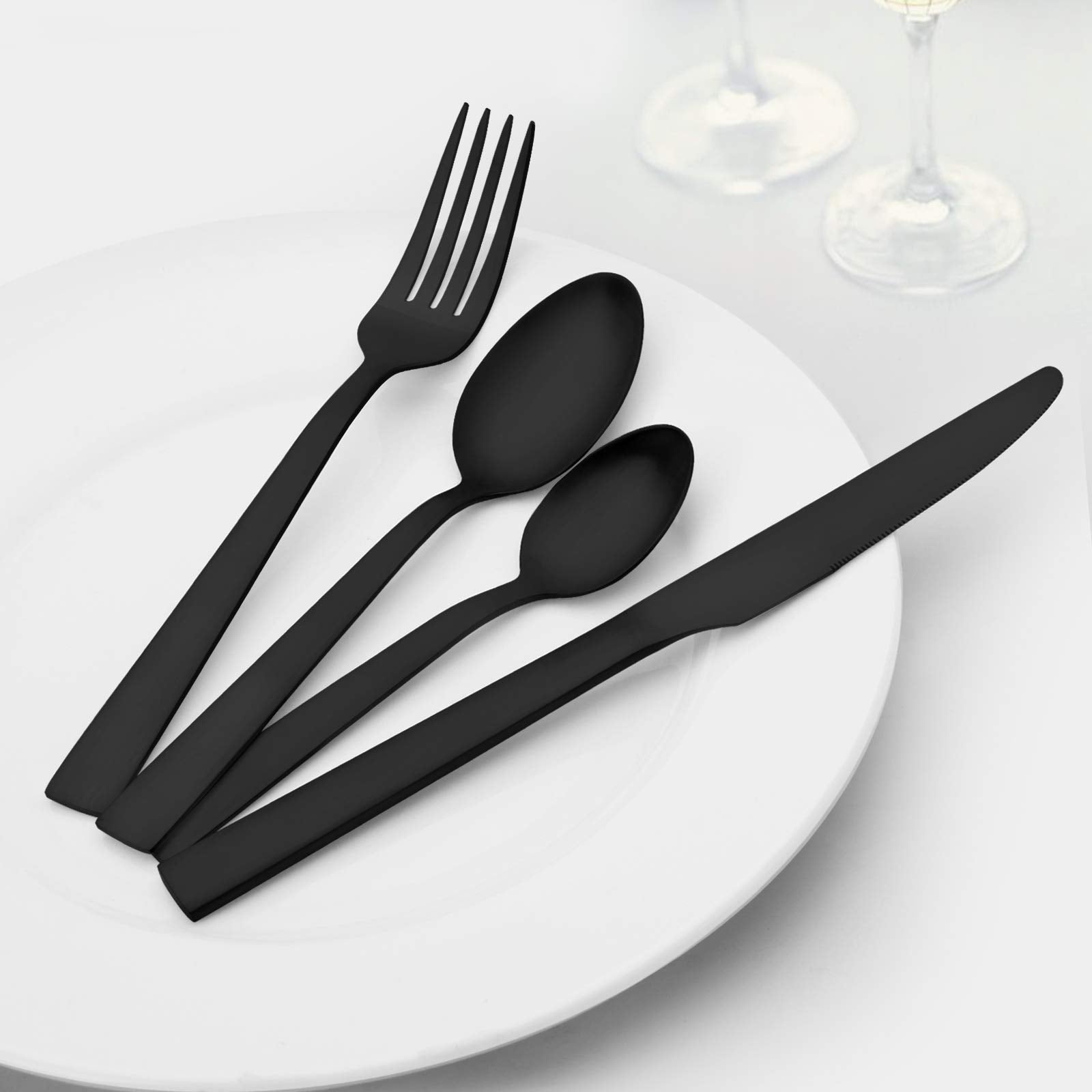 O.C.E. Matte Black Silverware Set, Stainless Steel Flatware Set, 20 Piece Tableware Cutlery Sets For Home Kitchen Restaurant, Se
