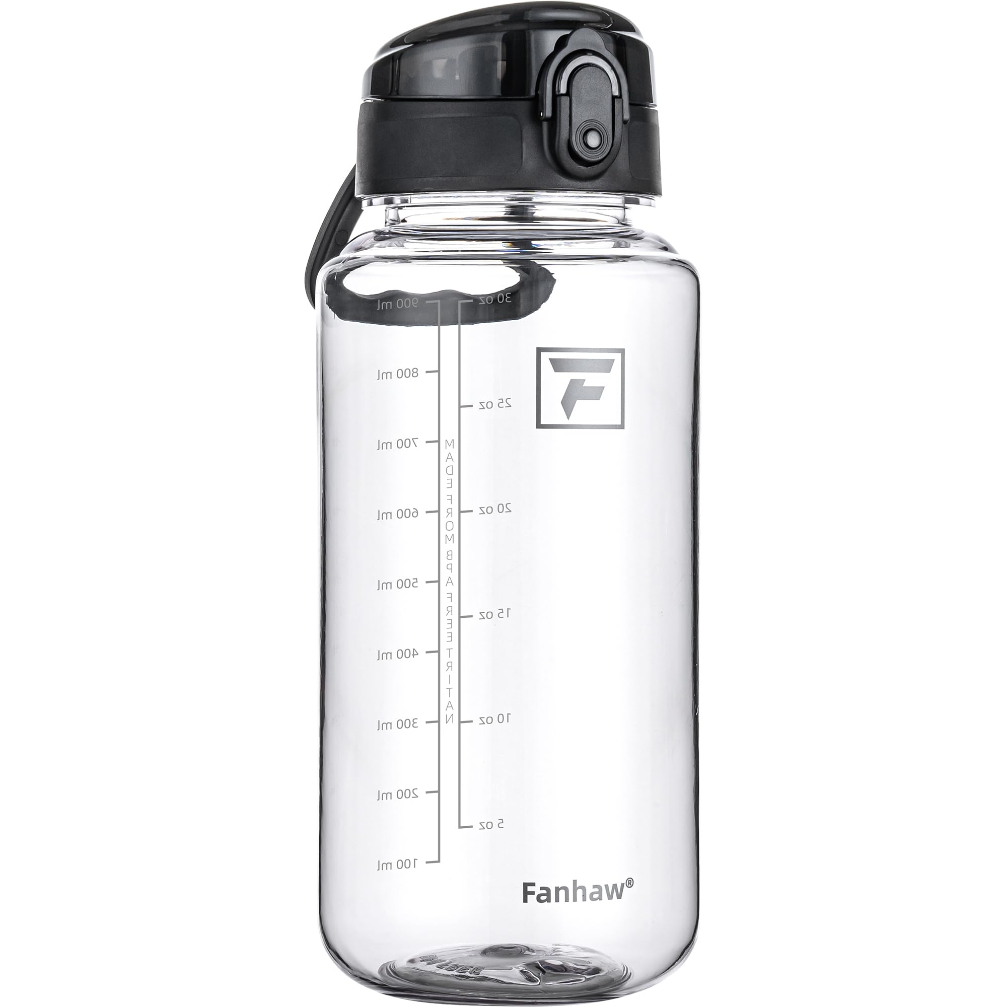 Fanhaw 32 Oz Clear Tritan Water Bottle with Chug Lid, BPA-free, Wide Mouth, Leak Proof - for Gym, Travel, Home, School, Office (