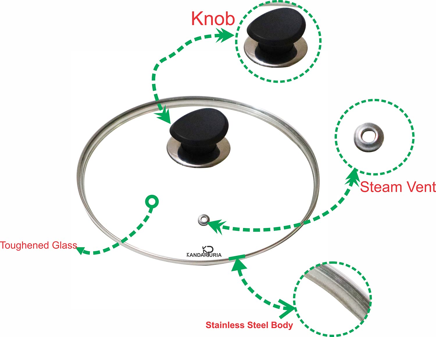 Kandarpuria Long Lasting Glass Lid, Glass Lid For Kadai (32 Cm)