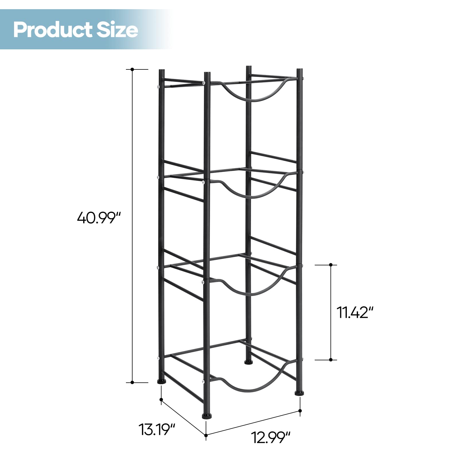Sehertiwy 5 Gallon Water Cooler Jug Rack, 4 Tier Detachable Water Bottle Storage Rack, Heavy Duty Water Bottle Organization For