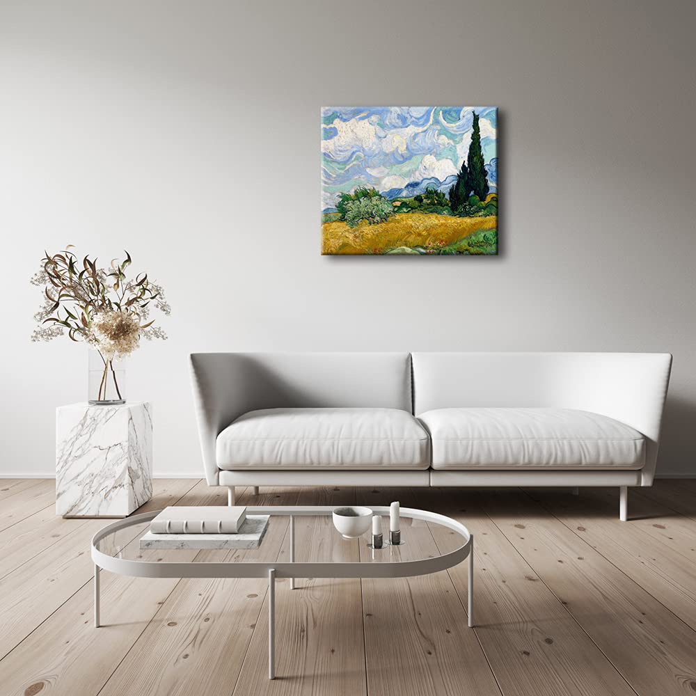 Wieco Art Wheat Field With Cypresses By Van Gogh Classic Oil Paintings Reproduction Modern Framed Landscape Giclee Canvas Prints