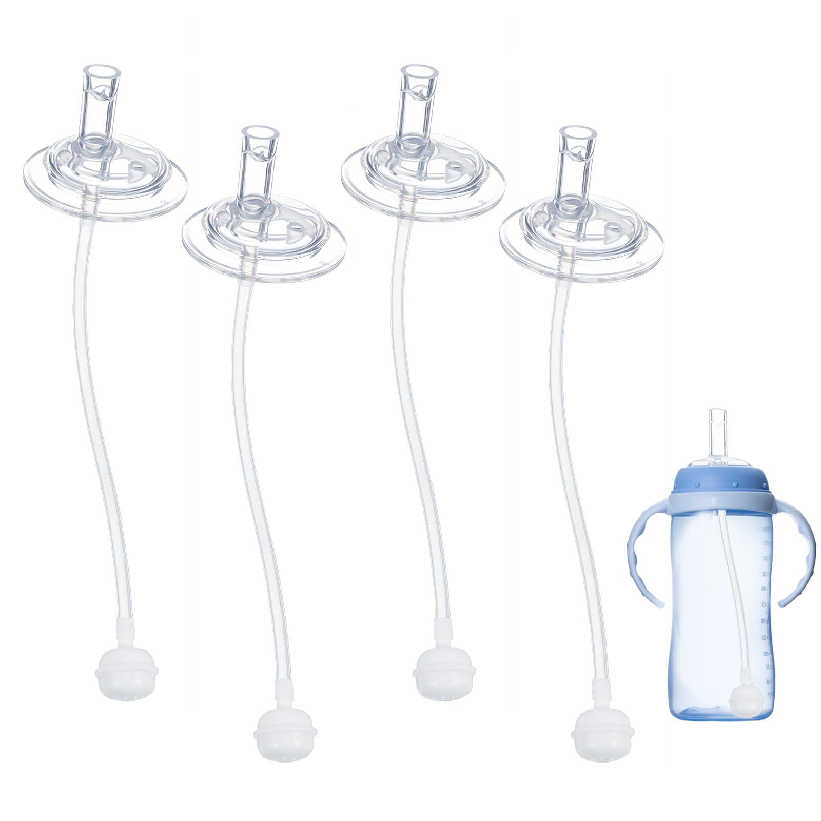 4PCS Replacement Straws Compatible with NUK Learner Cup 10oz, Silicone Gravity Ball Straw Replacment, Change out Sippy Cup to St