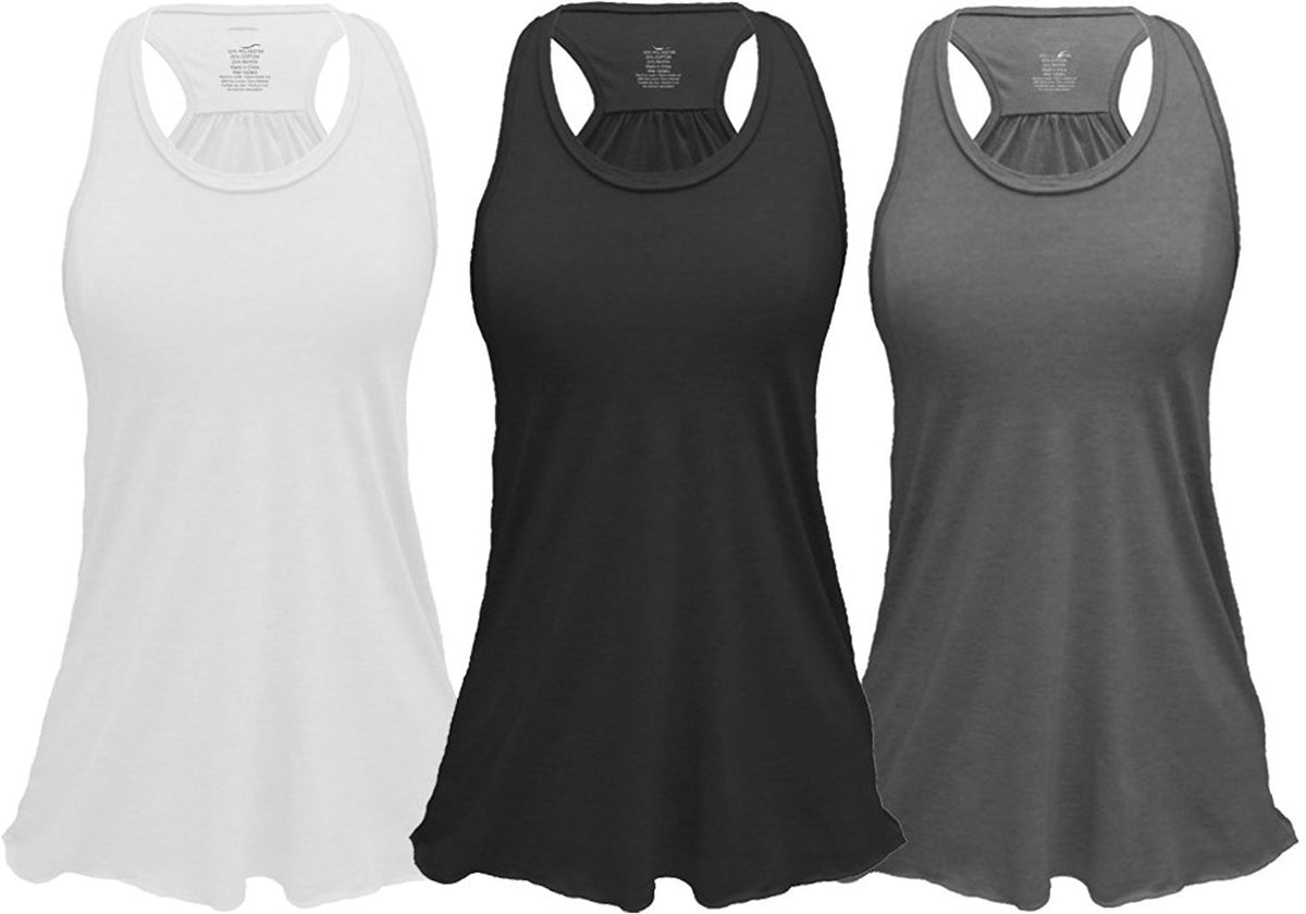 Epic Mma Gear Flowy Racerback Tank Top, Regular And Plus Sizes Pack Of 3 (2Xl, Whiteblackgrey)