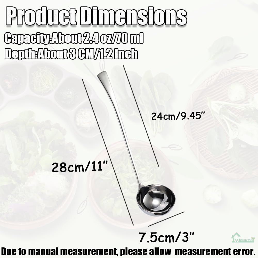 Wenkoni Soup Ladle,Large Gravy Ladle,Heavy Duty Ladle, 18/10 Stainless Steel 11-Inch Kitchen Cooking Gravy Ladle For Serving Lad