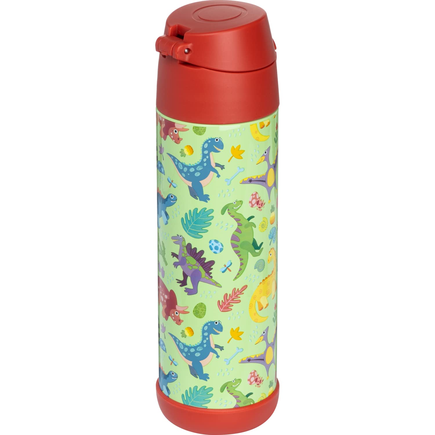 Snug Kids Water Bottle - Insulated Stainless Steel Thermos With Straw (Girls/Boys) - Dinosaurs, 17Oz