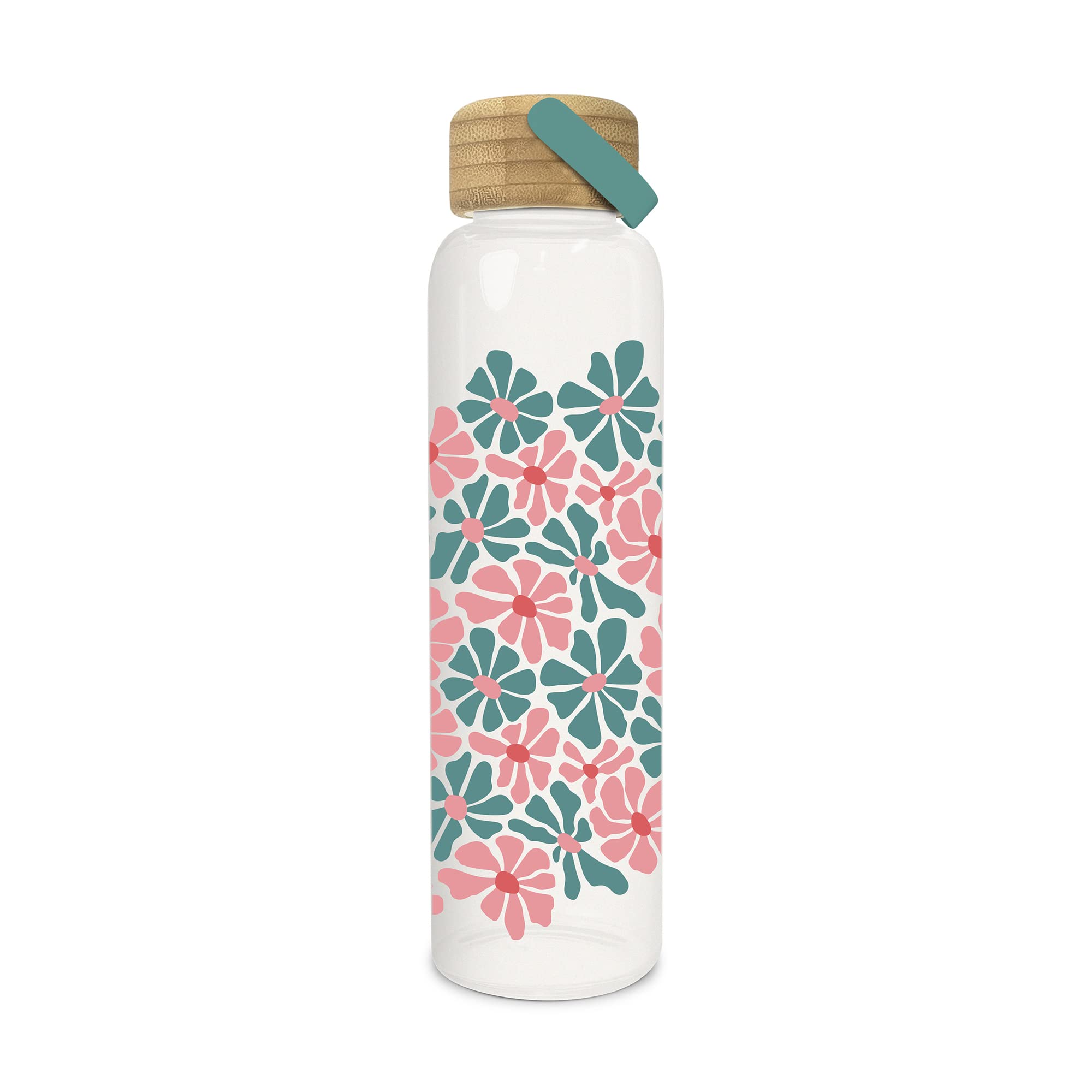Studio Oh! Daisy Maze Glass Water Bottle with Bamboo Lid