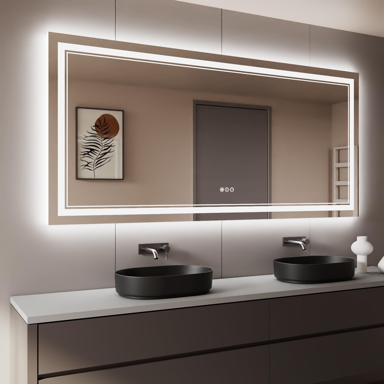 Istripmf 84X40 Inch Led Bathroom Mirror With Lights, Backlit And Front Lighted Bathroom Mirrors For Wall, Anti-Fog Dimmable Memo