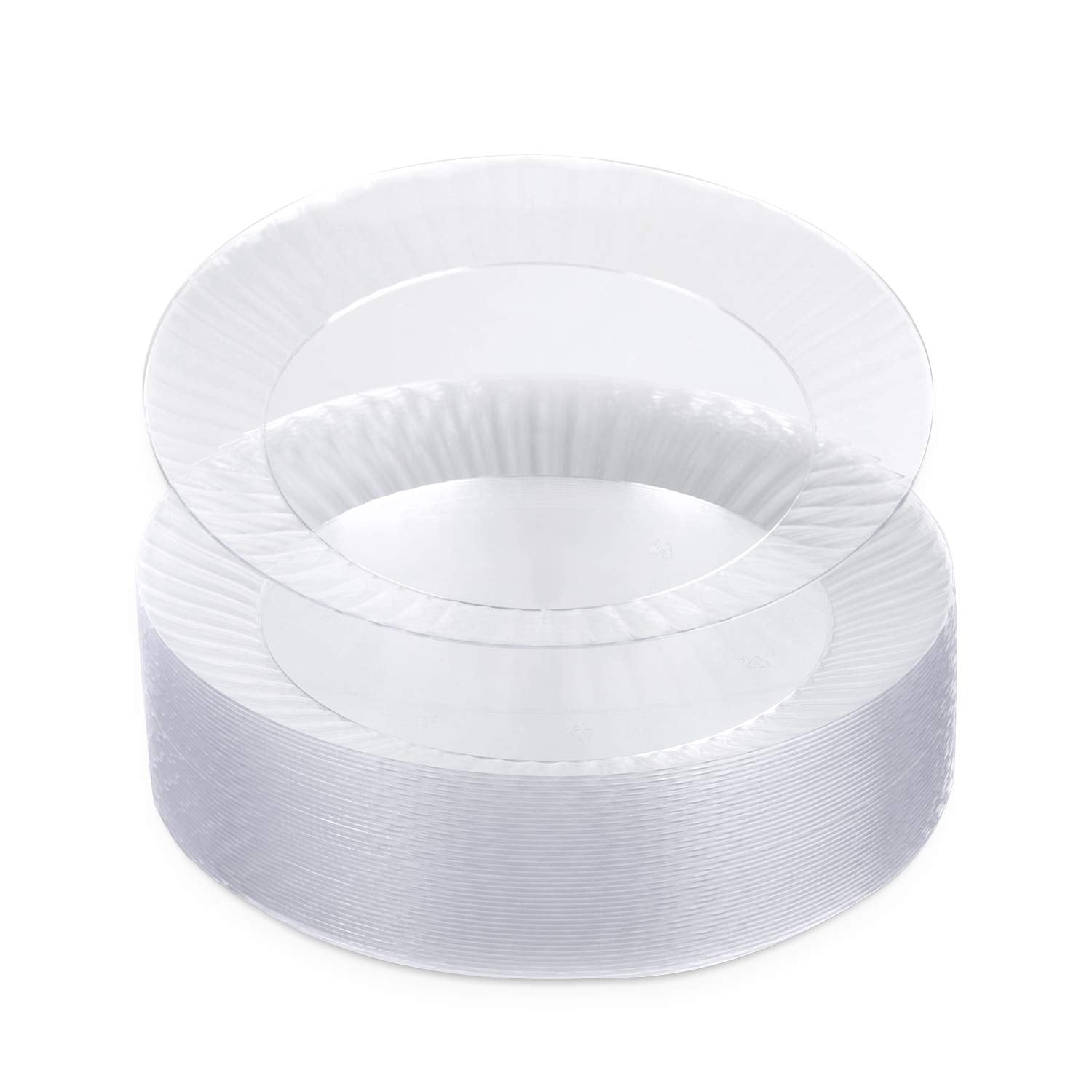 Party Essentials Deluxe Quality Hard Plastic 40 Count Party/Dinner Plates, 10-1/4-Inch, Clear