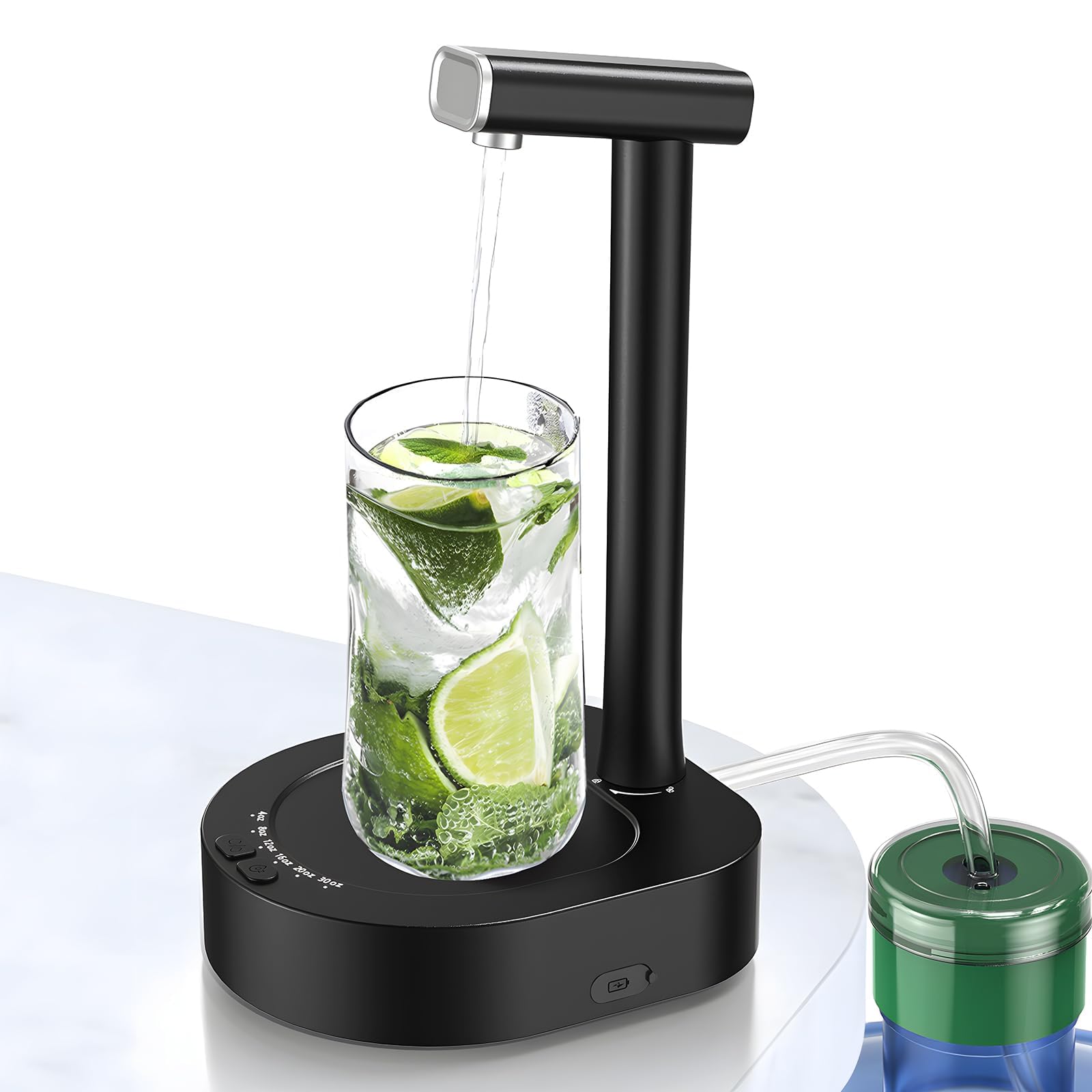 Desktop Water Bottle Dispenser  Water Pump for 5 Gallon Bottle  Bedside Water Dispenser  Portable Detachable Type-C Charging  Application Home  Office  Camping