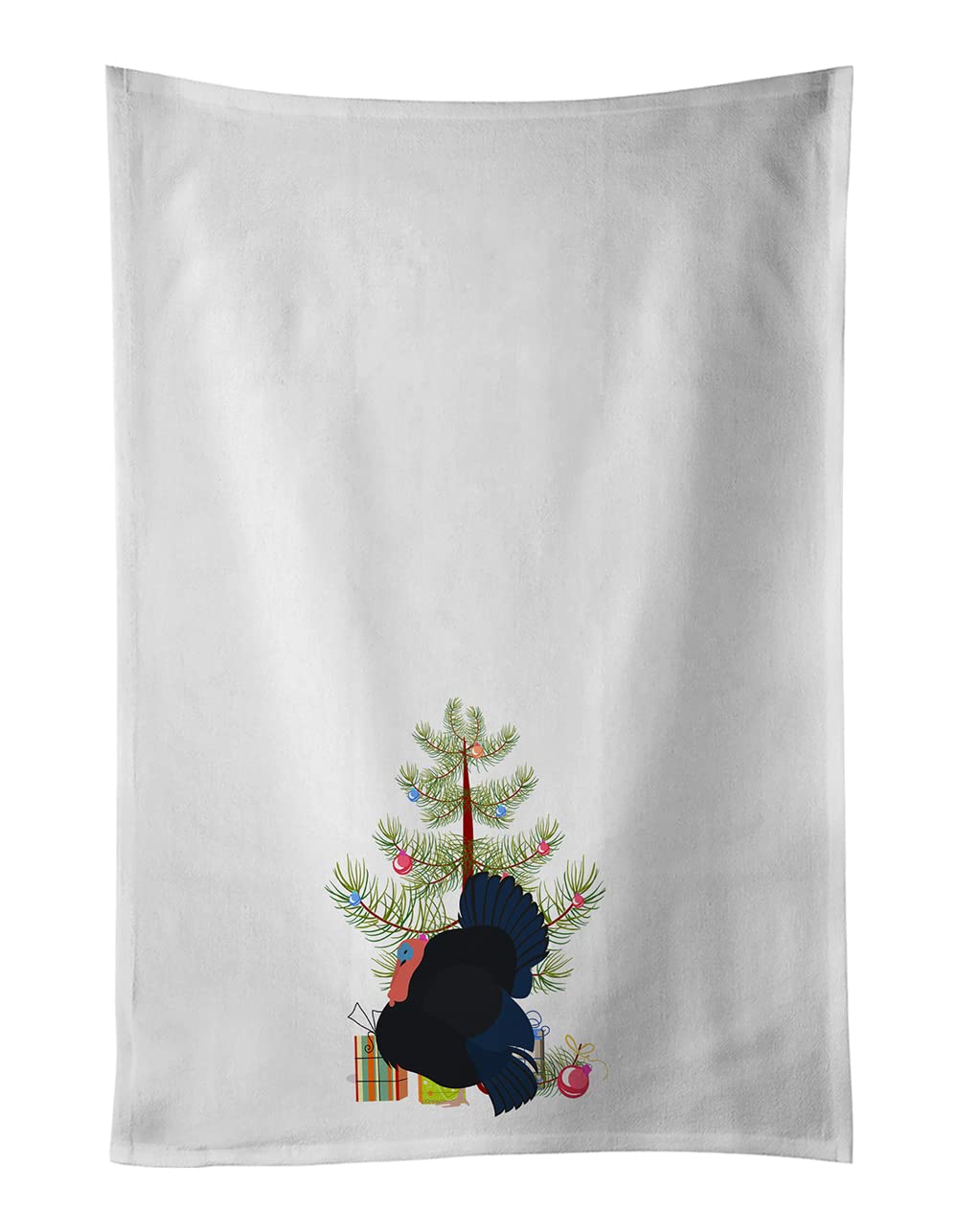 Norfolk Black Turkey Christmas White Kitchen Towel Set of 2