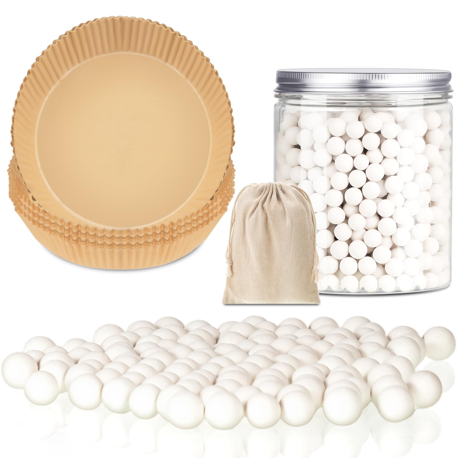 1 Pack 2 lb White Pie Weights for Baking Crust Reusable Ceramic Blind Baking Beans Stoneware with 50 Pcs Disposable Parchment Pa