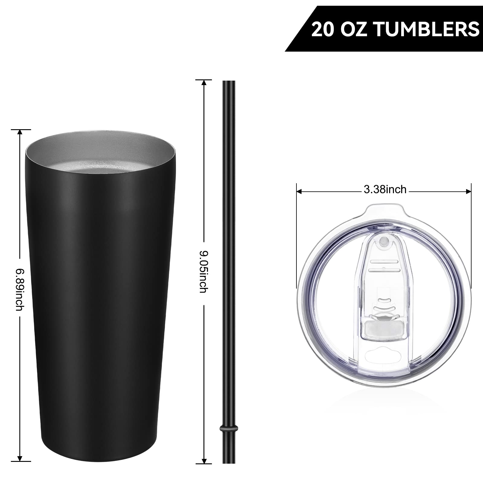 Vegond 20Oz Tumbler Bulk With Lid And Straw 1 Pack, Stainless Steel Vacuum Insulated Tumbler, Double Wall Coffee Cup Travel Mug,