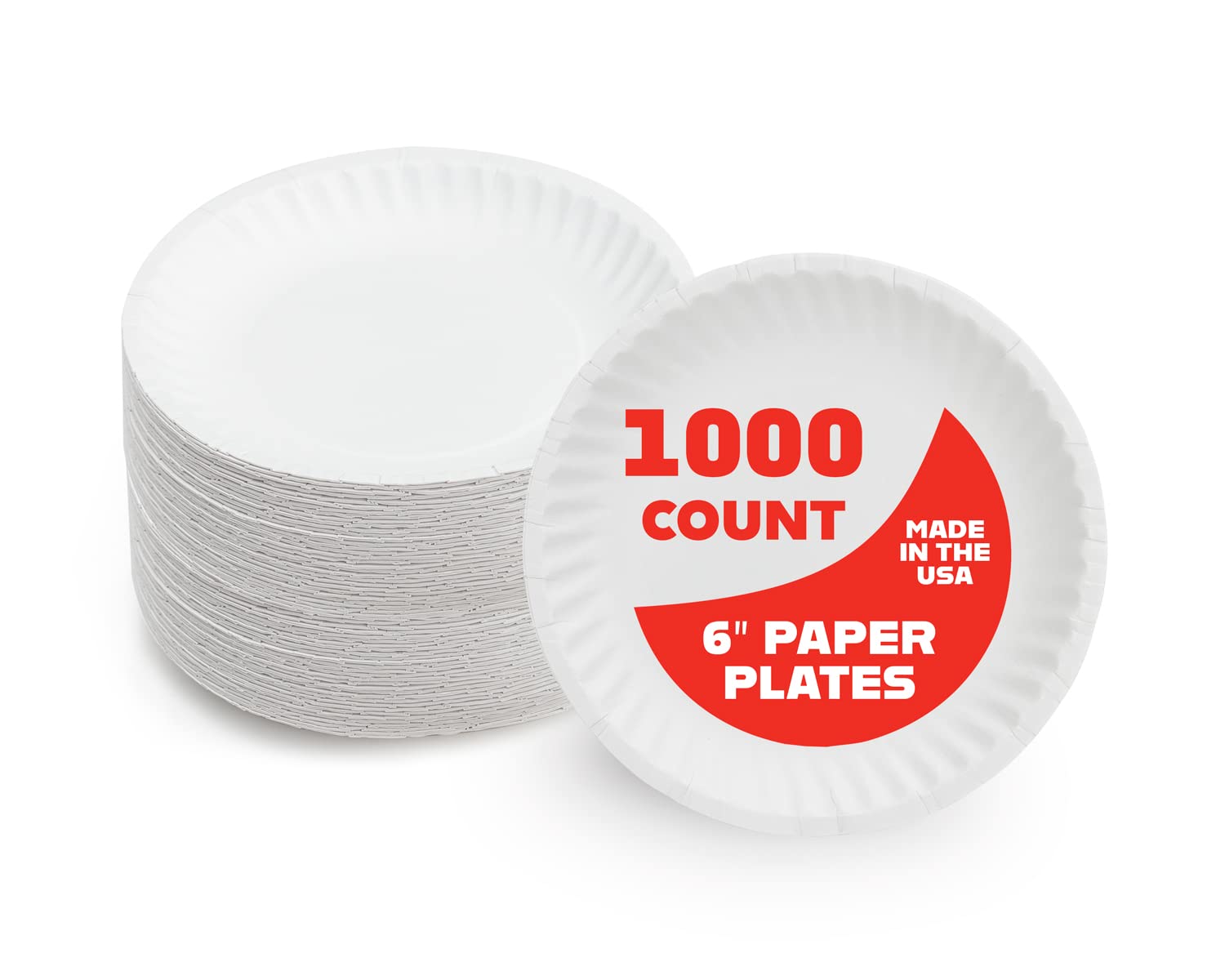Hygloss Products 6 Uncoated White Paper Plates Bulk, 6 Inch, 1000 Pack, Disposable Plates For Food, Dessert Or Crafts