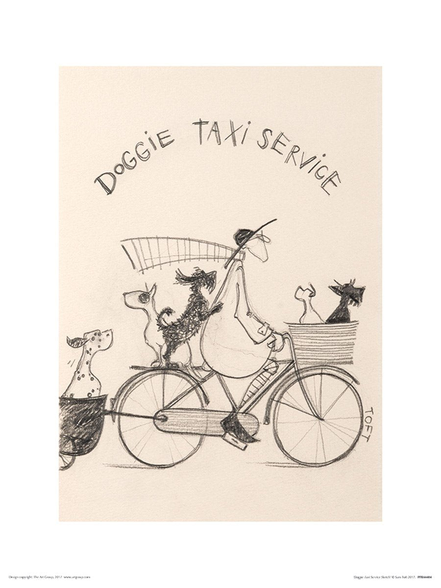 Art Group The Doggie Taxi Service Sketch Sam Toft Art Print, Paper, Multi-Colour, 30 X 40 X 1.3 Cm