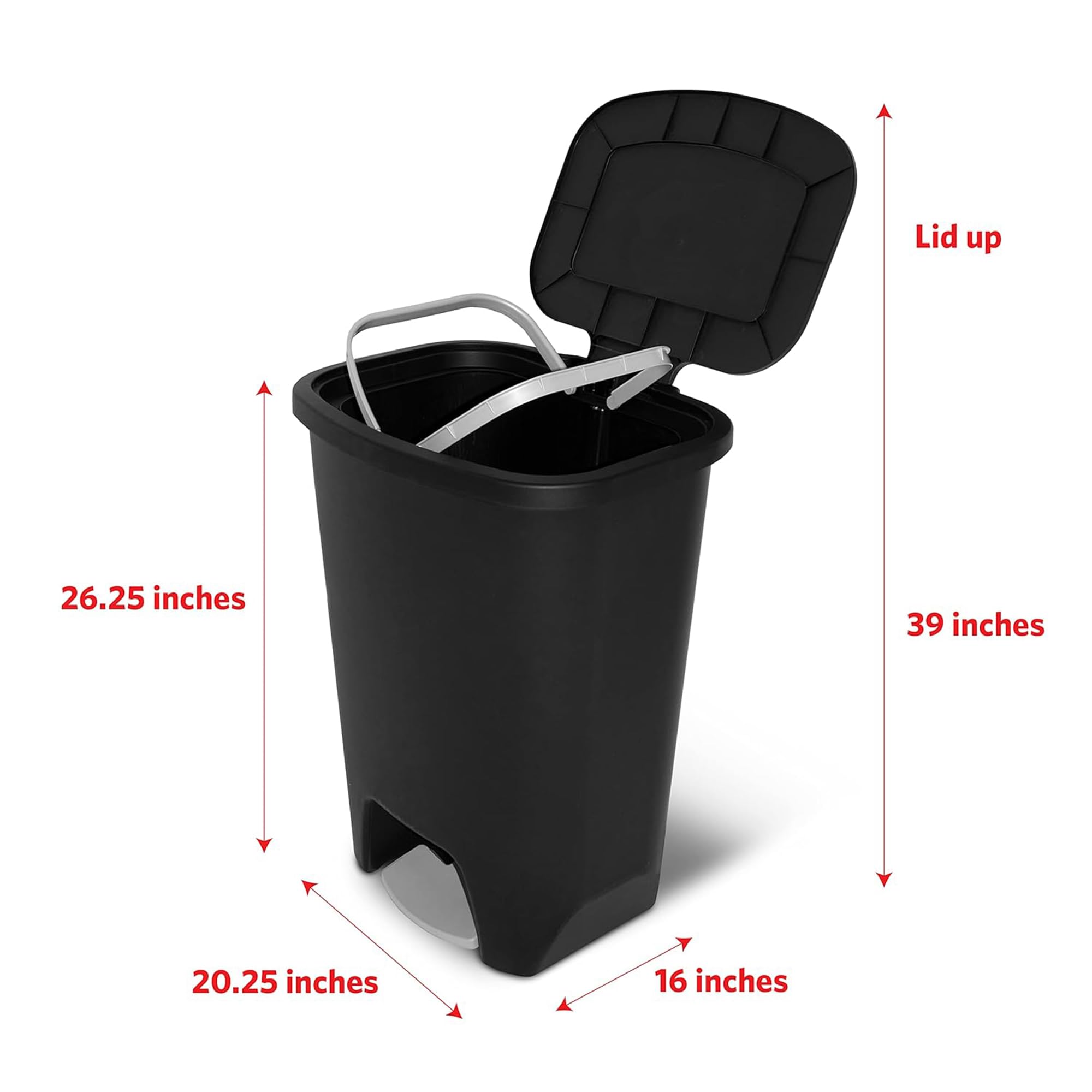 Glad 20 Gallon Trash Can - Plastic Kitchen Waste Bin with Odor Protection of Lid - Hands Free with Step On Foot Pedal and Garbag