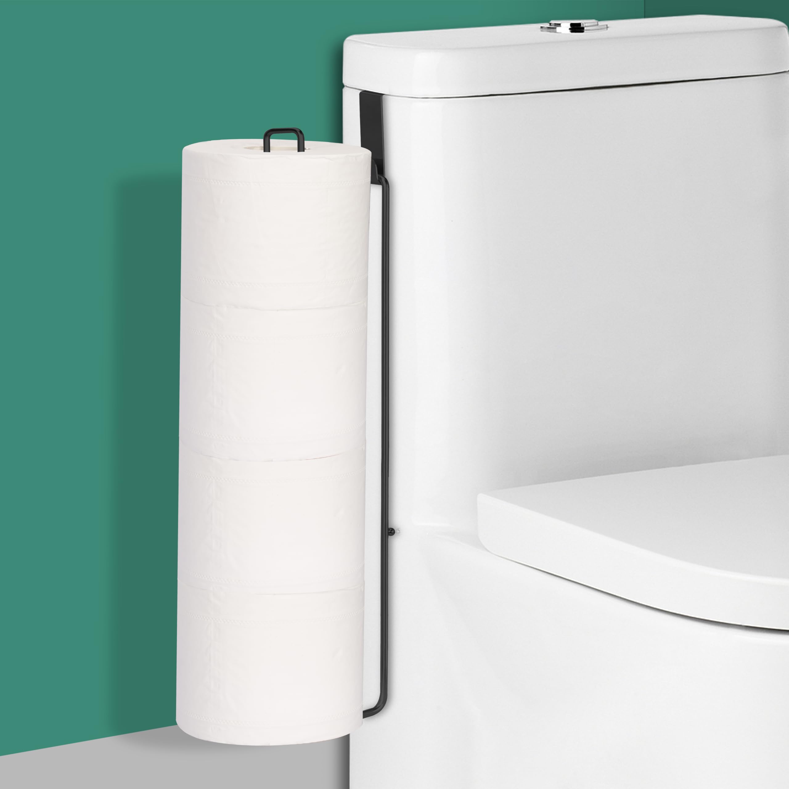 Matte Black Toilet Paper Holder with Storage 4 Rolls, Over The Tank Toilet Paper Holder Wall Mount, Stainless Steel Toilet Paper