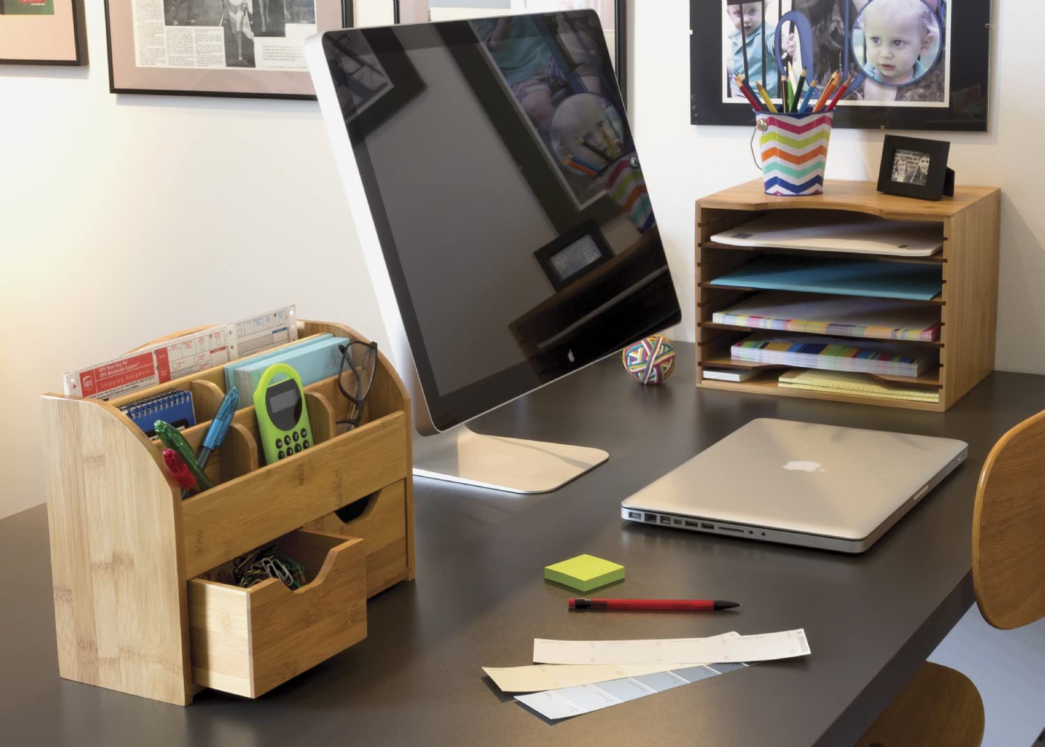 Lipper International 809 Bamboo Wood Space-Saving Desk Organizer, 12 5/8'' X 5'' X 9 5/8''