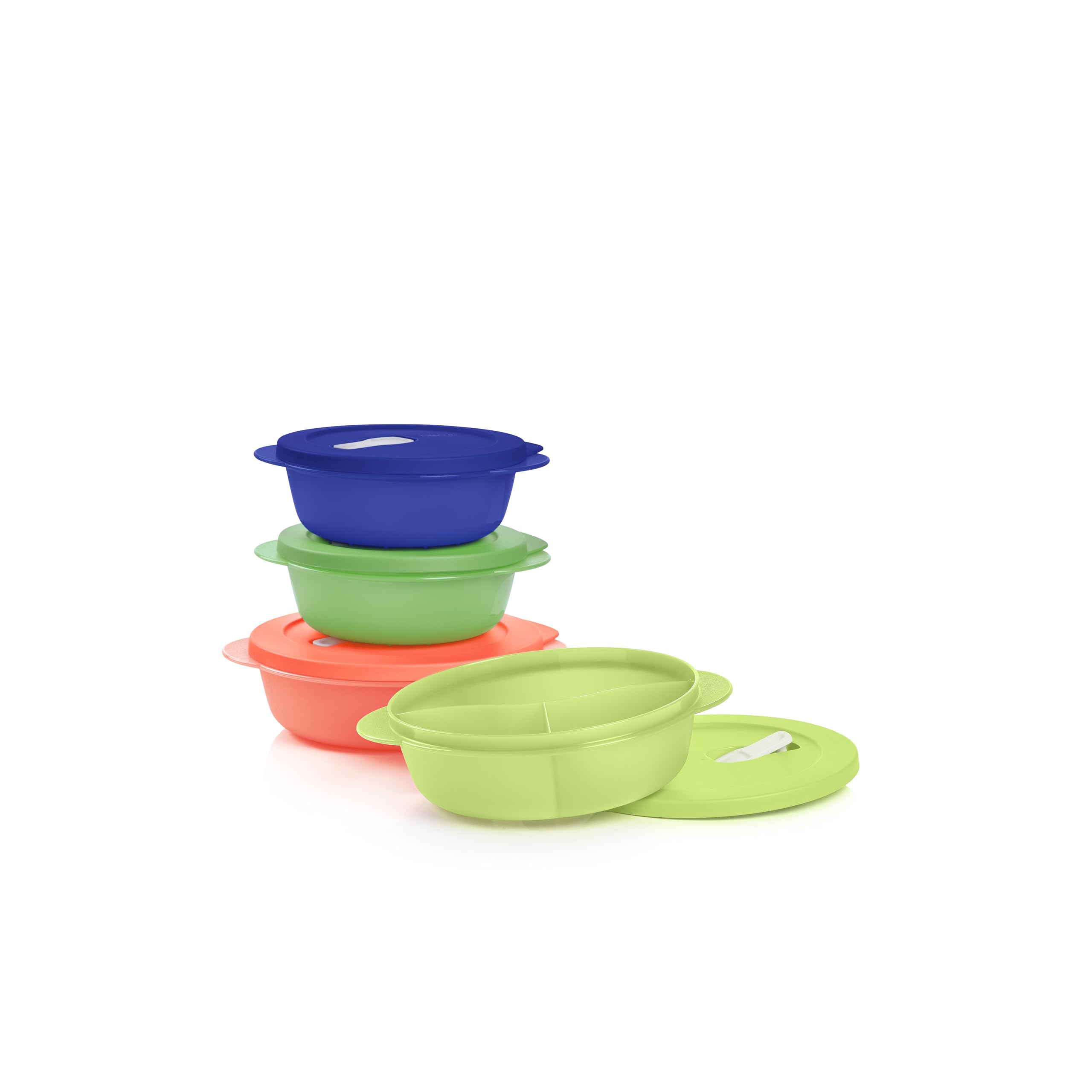 Tupperware Crystalwave Plus 4 Piece Round Food Storage Container Set In Multi Colors- Dishwasher Safe & Bpa Free - (4 Containers