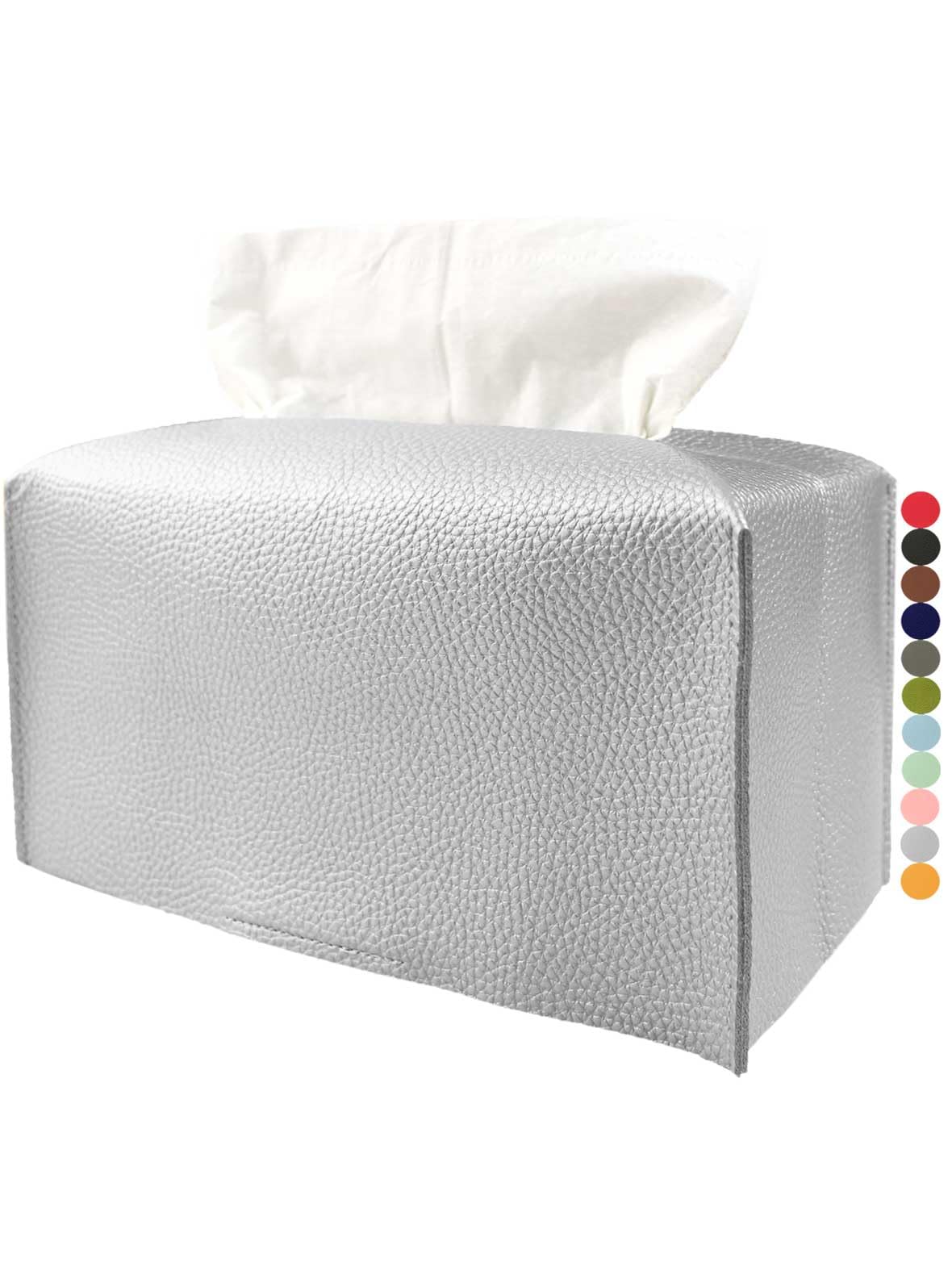 Silver Tissue Box Cover Rectangular - Plus Size Large Tissue Box Cover Rectangle [Jesmini] Faux Leather Tissue Box Holder Long F
