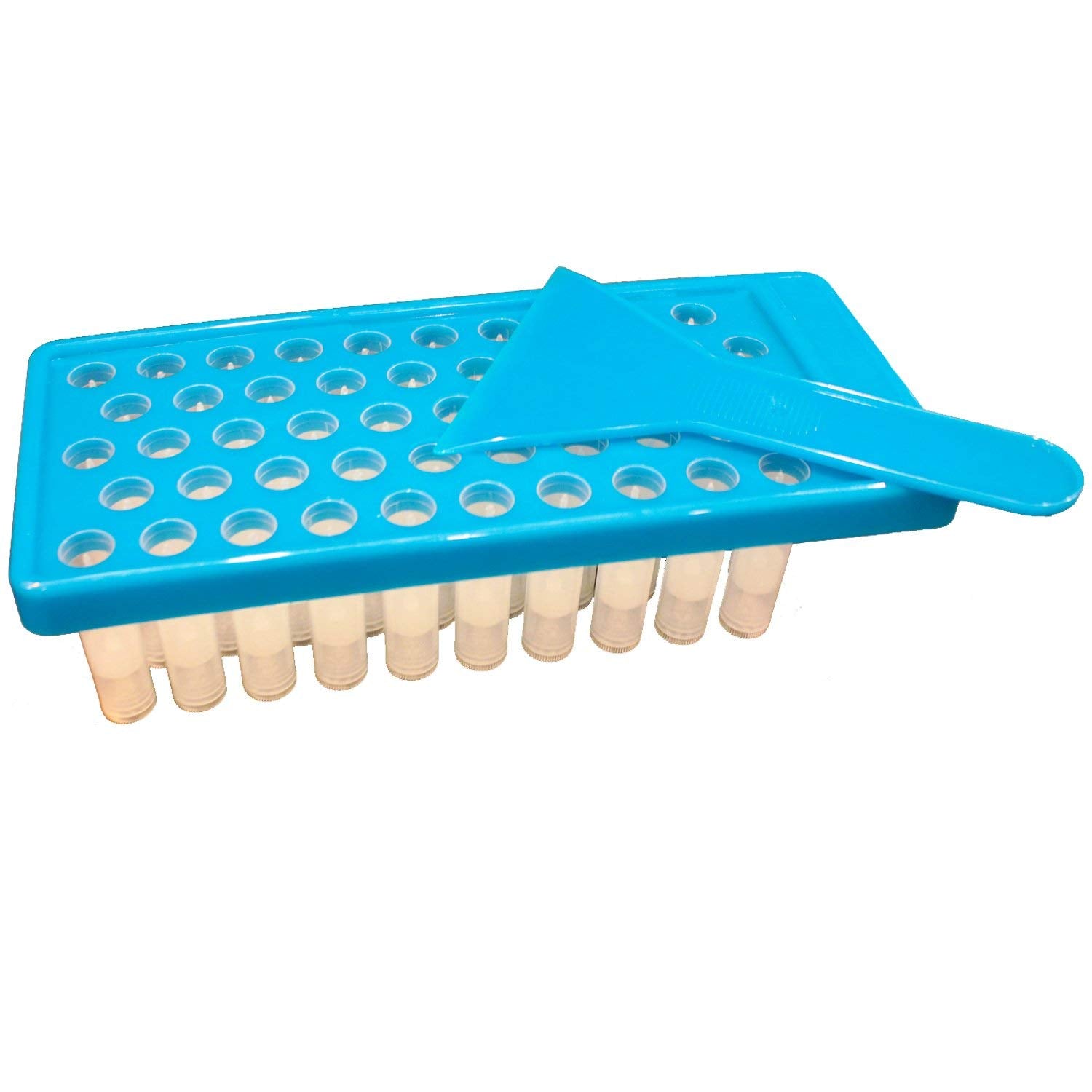 Lip Balm Container Tray Kit with Fill Tray and Spatula  BPA Free  Made in the USA  Includes 50 Clear Containers with Caps (0.15 oz each) by Mary Tylor Naturals