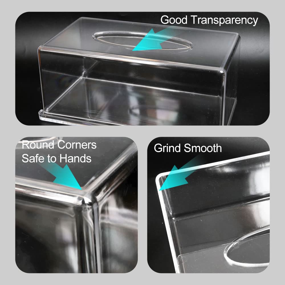 Rectangular Clear Acrylic Tissue Box, Big Box Covers Square, Bathroom Facial Napkin Box Holders, Table Clear Dryer Sheet Dispens