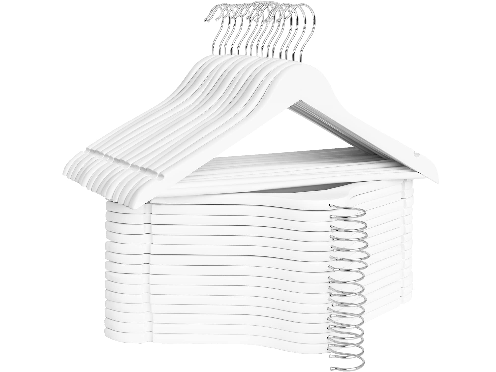 Storageworks White Wood Hanger, Natural Wood Hangers 30 Pack, White Wooden Hangers For Closet, Wooden Coat Hangers For Coats, Sh