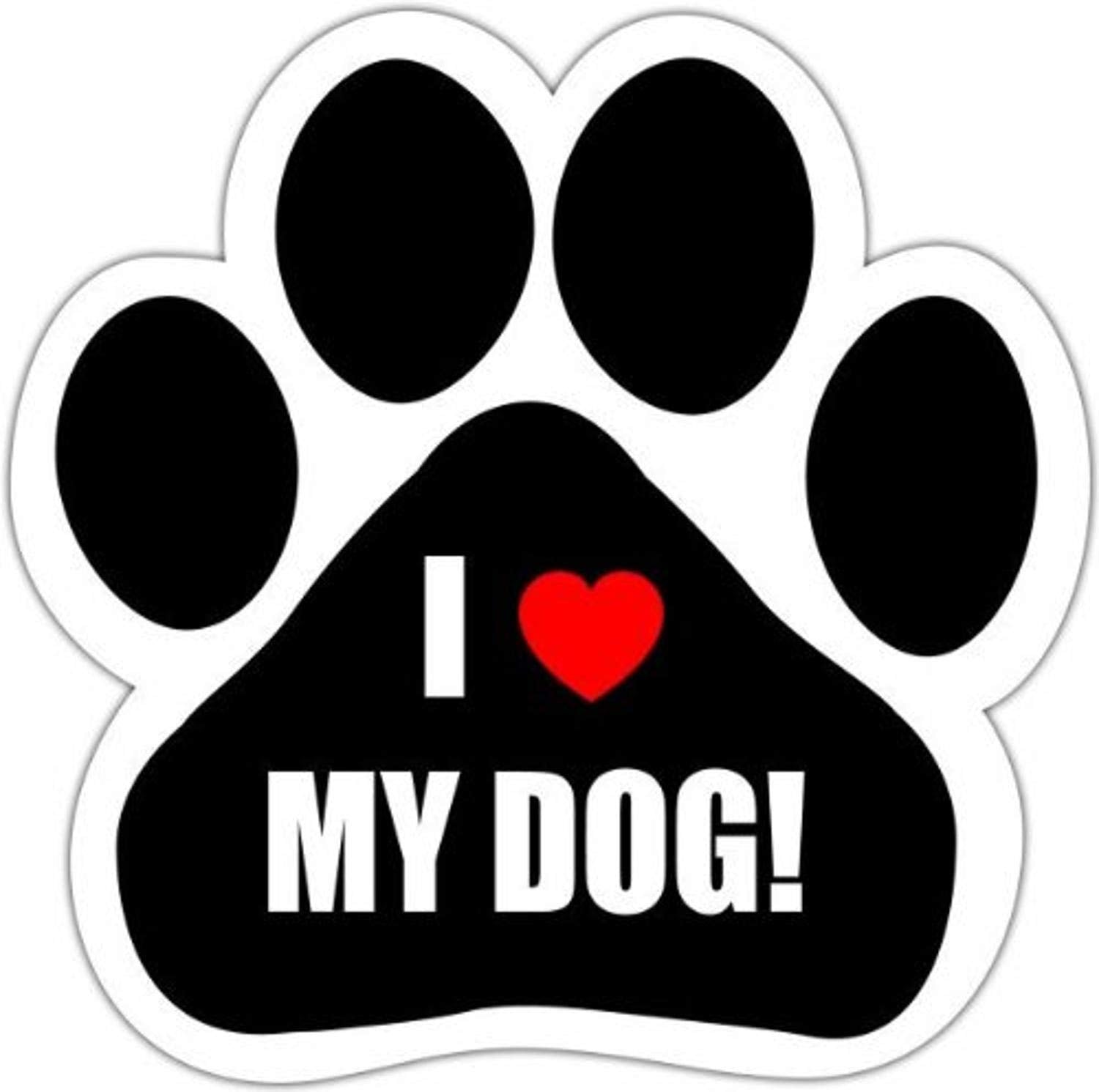 I Love My Dog Car Magnet With Unique Paw Shaped Design Measures 5.2 By 5.2 Inches Covered In High Quality Uv Gloss For Weath