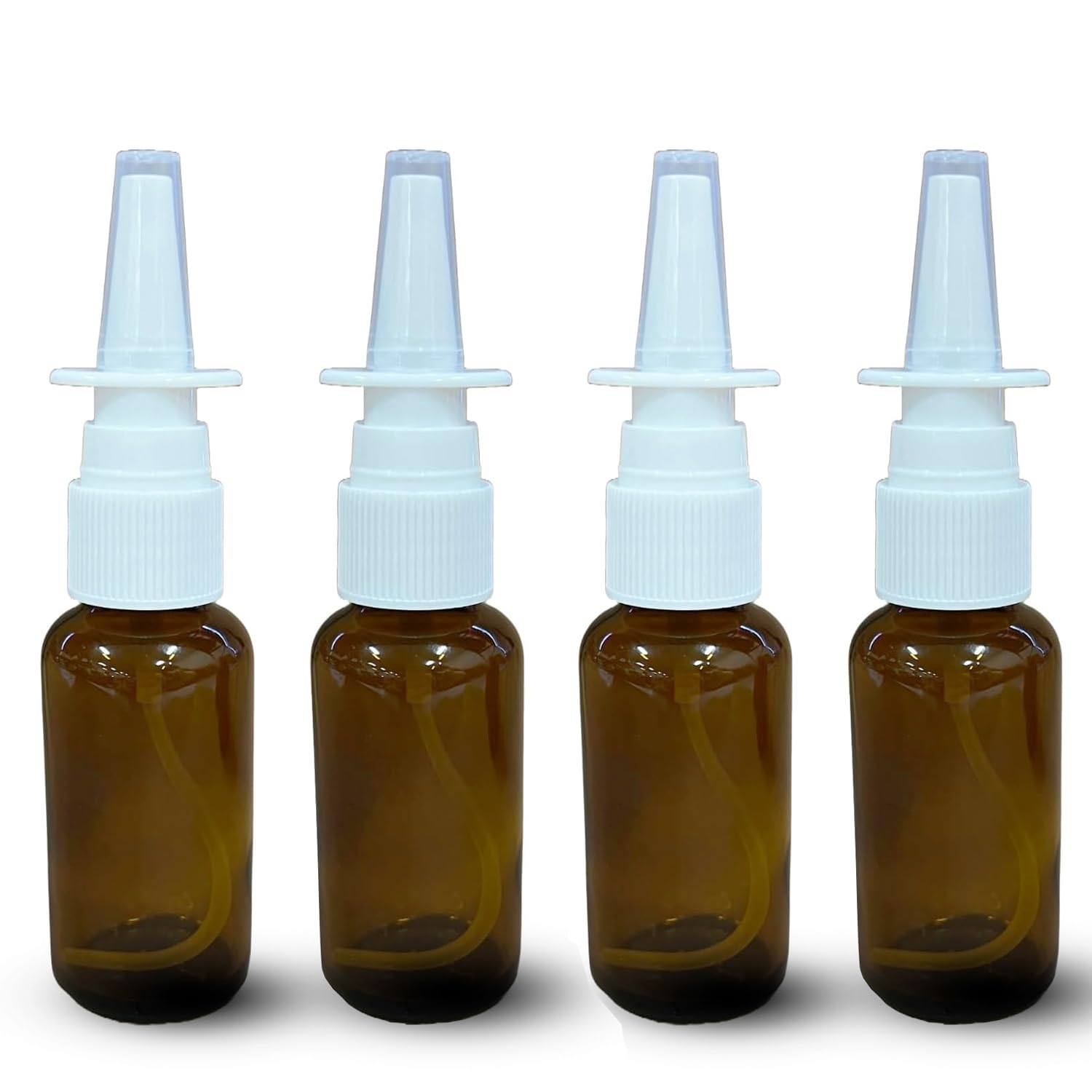 Practix Refillable 1 Oz Amber Glass Nasal Spray Bottles | Travel-Friendly, Empty & Durable For Saline Solution (Pack Of 4)
