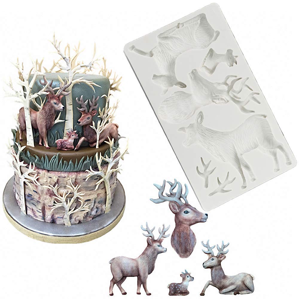 Christmas Reindeer Cake Fondant Mold Elk Deer Silicone Sugar Craft Gum Paste Mold Cake Cupcake Decorating Tools Polymer Clay Res