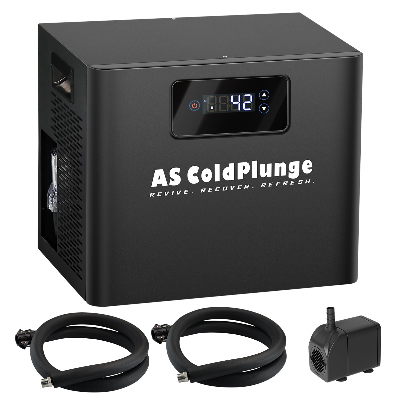 AS ColdPlunge Ice Bath Water Chiller for Cold Plunge Tubs, 1/3 HP Cold Plunge Chiller with Built-in Filter & Pump, Insulated Hos